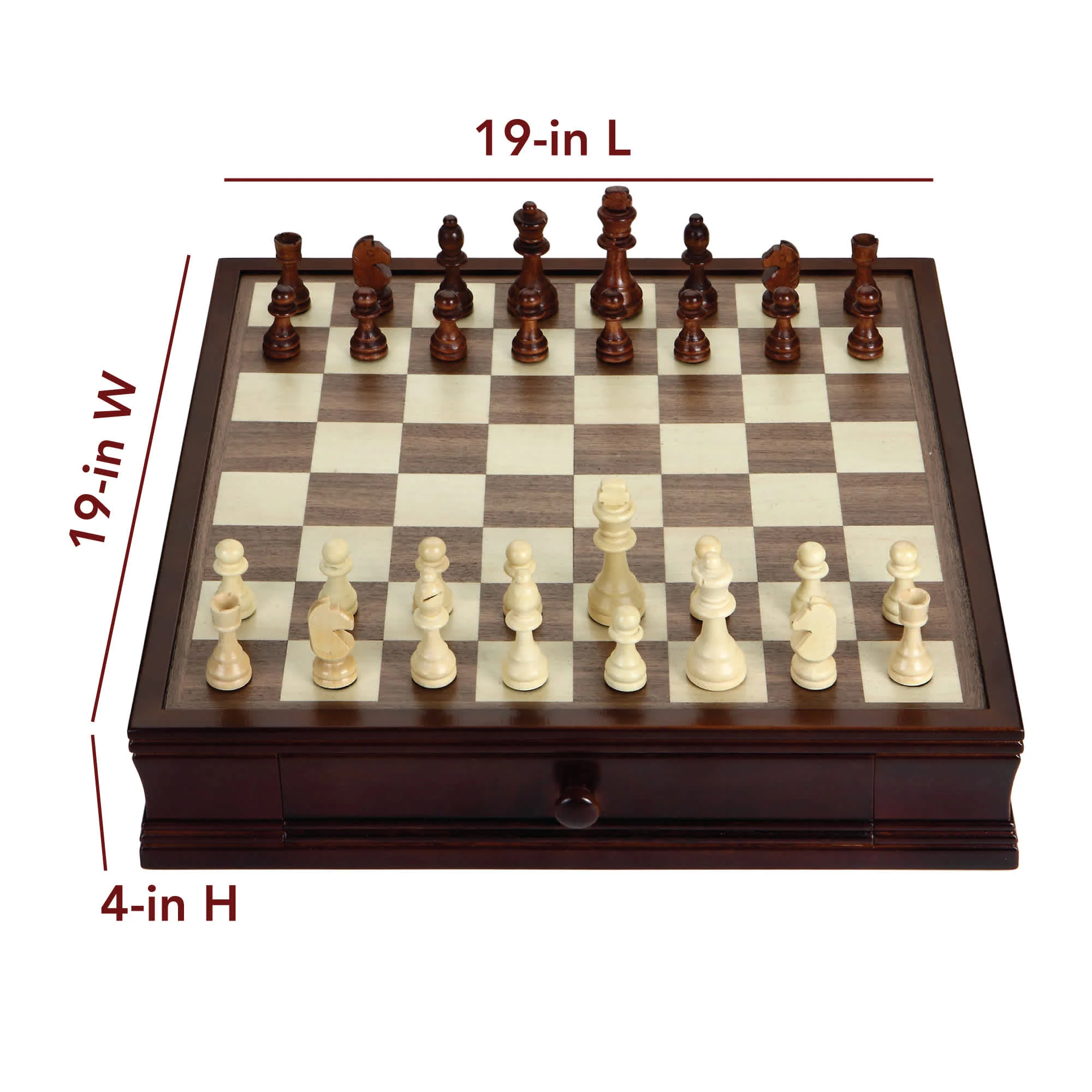 Prodigy 19-in Wooden Checkerboard Chess and Checkers Set