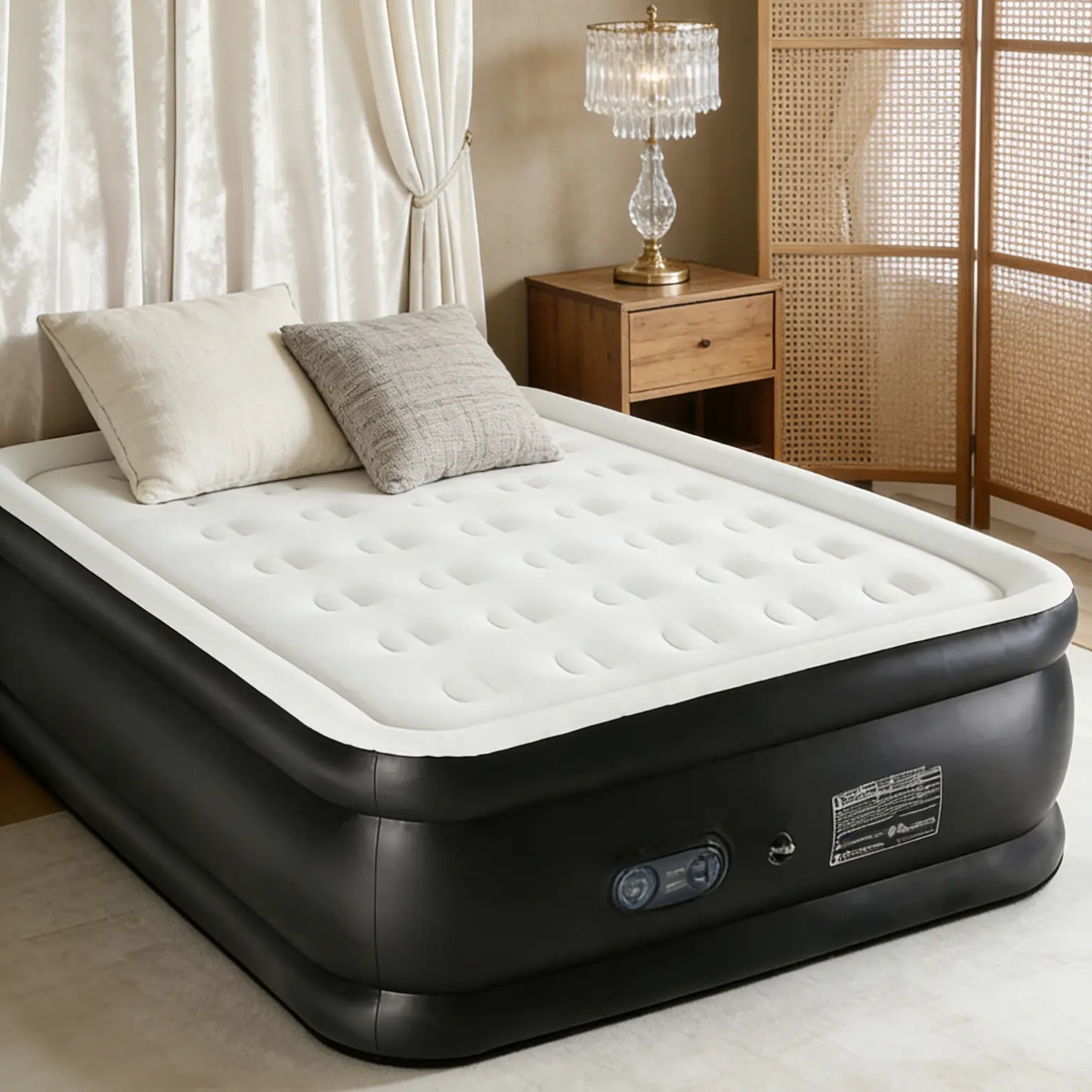 Inflatable Mattress Airbed with Built-in High Capacity Pump, Double Height, Non-Slip Bottom Design, Weight Capacity 660 lbs Air Bed for Home, Camping - Mearch