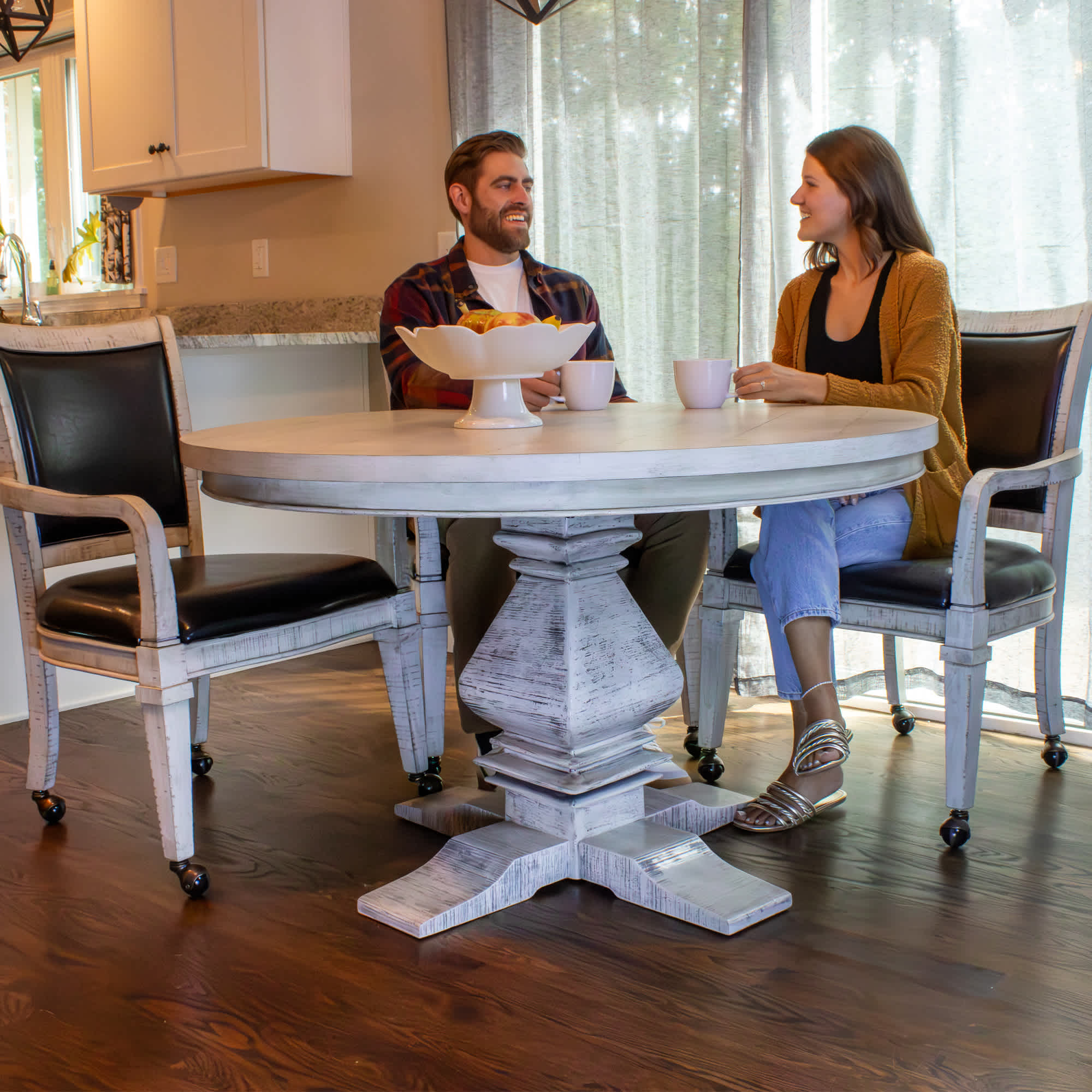 Montecito 48-in Poker Table and Dining Top with 4 Arm Chairs