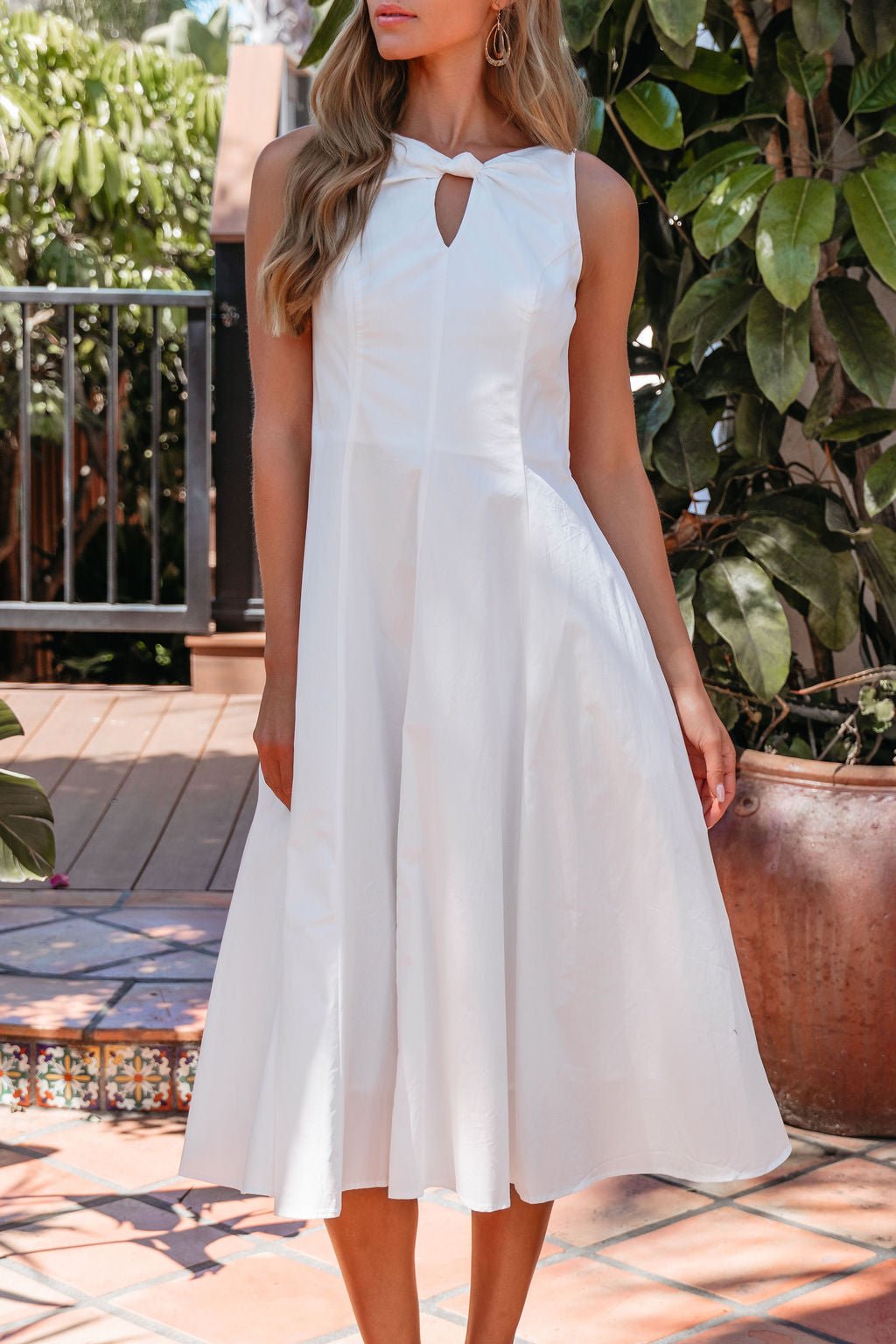 Aureum Keyhole Midi Dress – White - Mearch