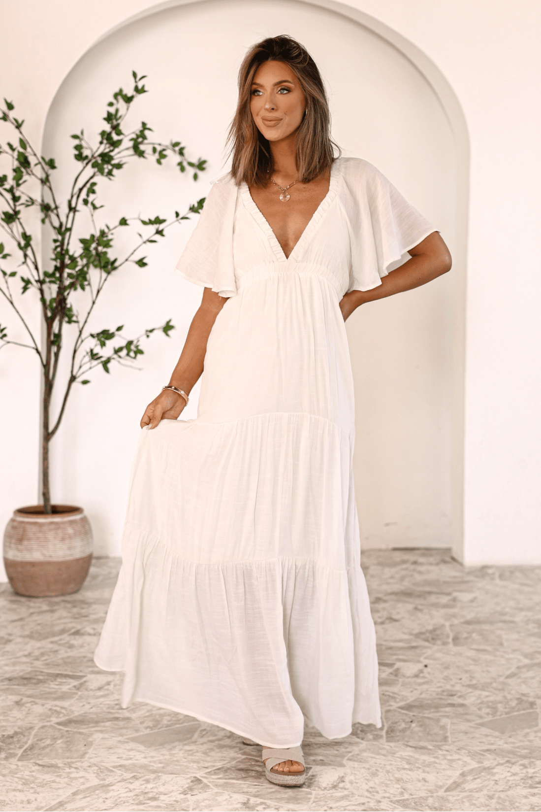 Ivory Whisper Tiered Maxi Dress - Mearch