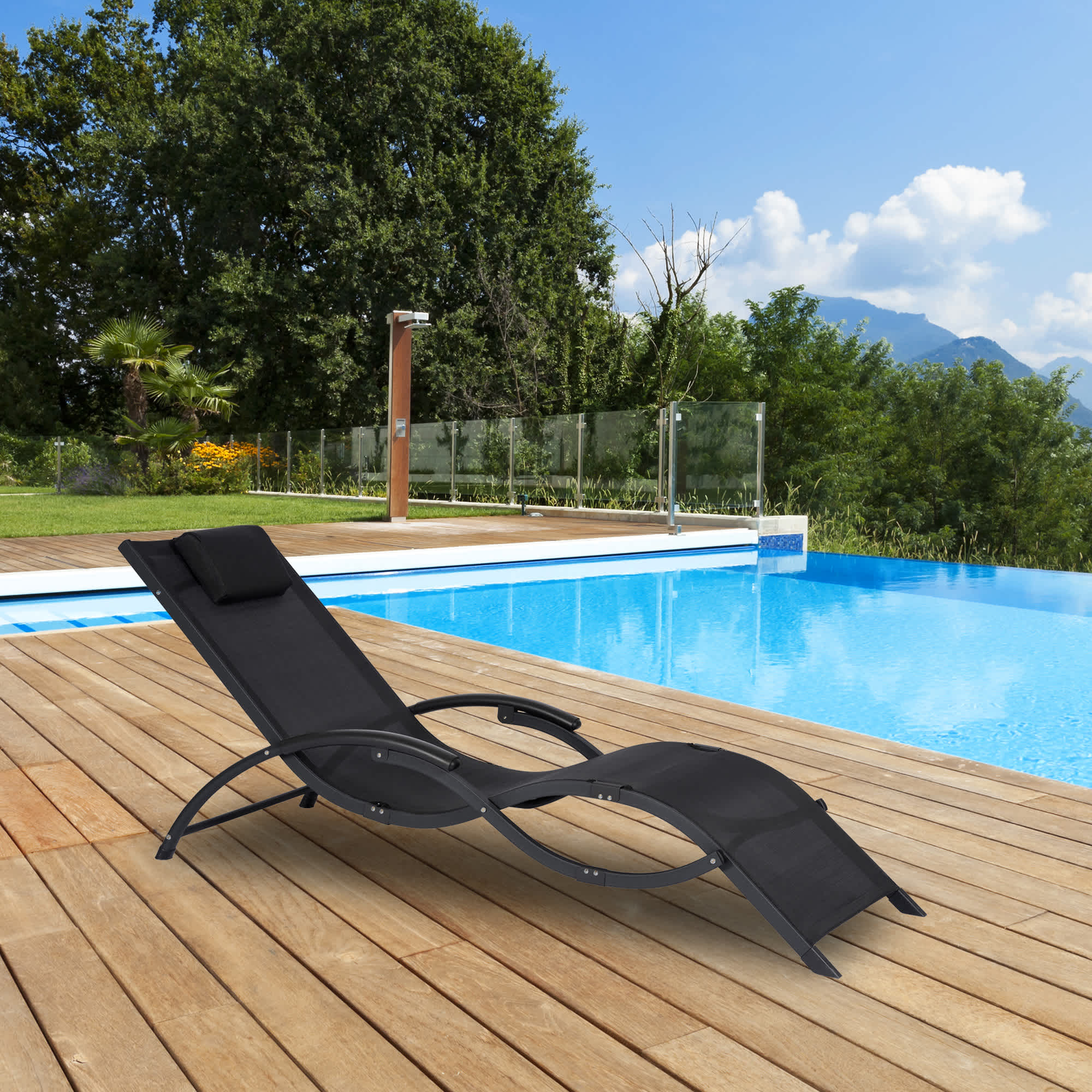 Sea Breeze Ultra Comfortable Foldaway Cool Mesh Lounger - Black