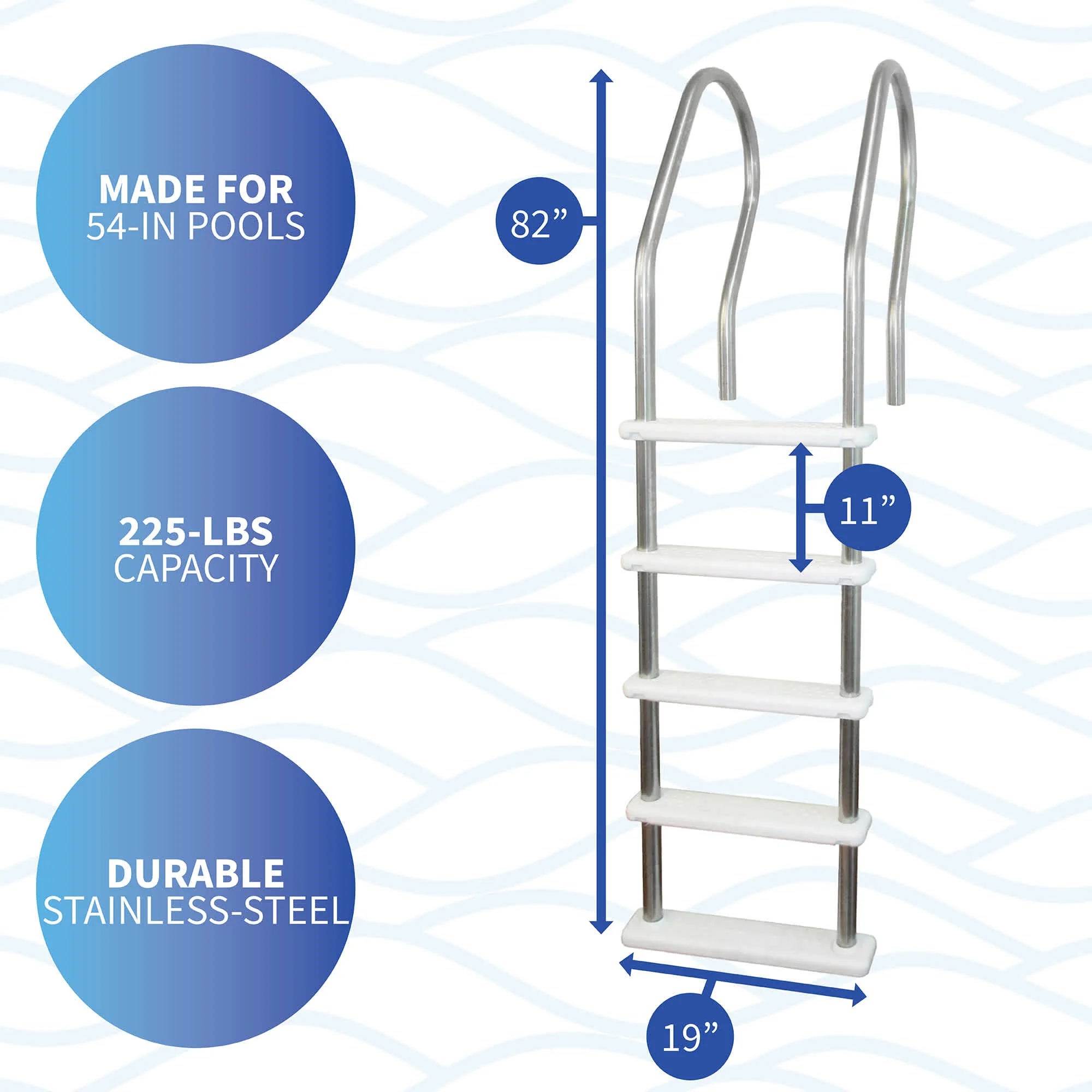 Stainless Steel Reverse Bend In-Pool Ladder for Above Ground Pools