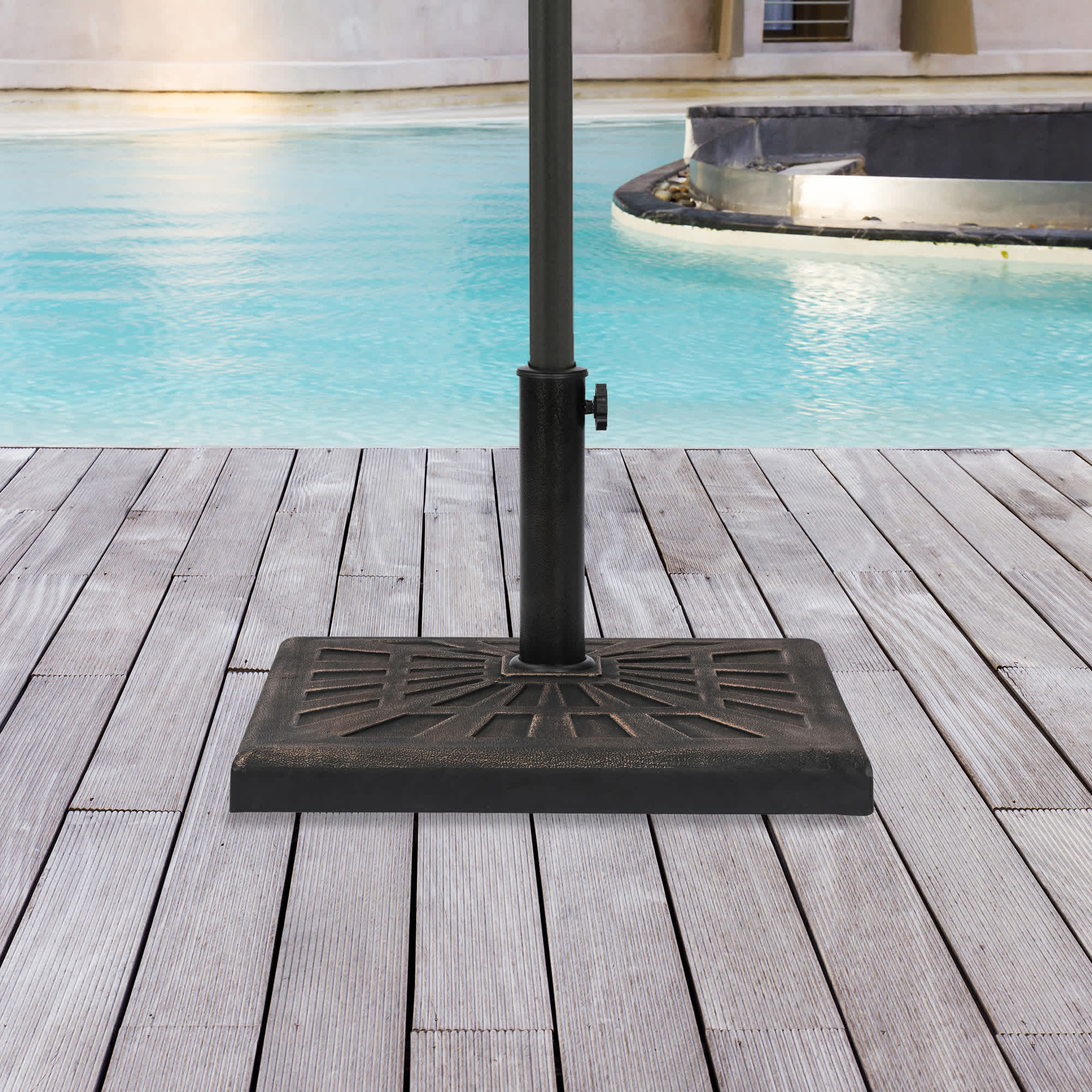 42-lb All-Weather Outdoor Square Resin Umbrella Base - Bronze