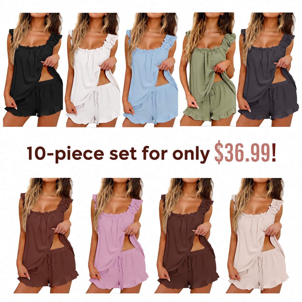 ⏳ Limited-Time Set Deal 🔥 Ruffle Pajama Set – Soft, Cute & Cozy - Mearch