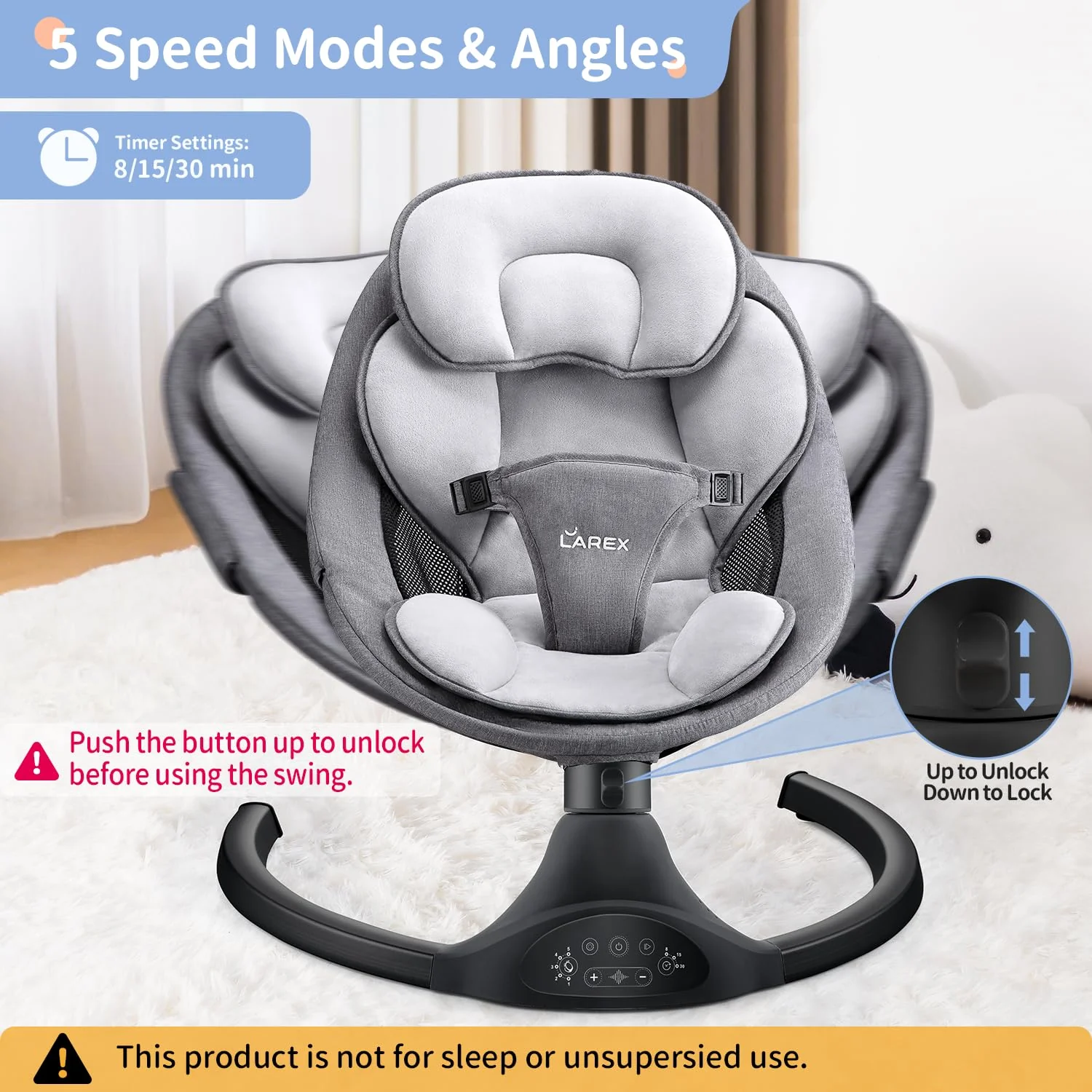 LAREX Baby Electric Swing Rocker with Remote & Bluetooth - Mearch