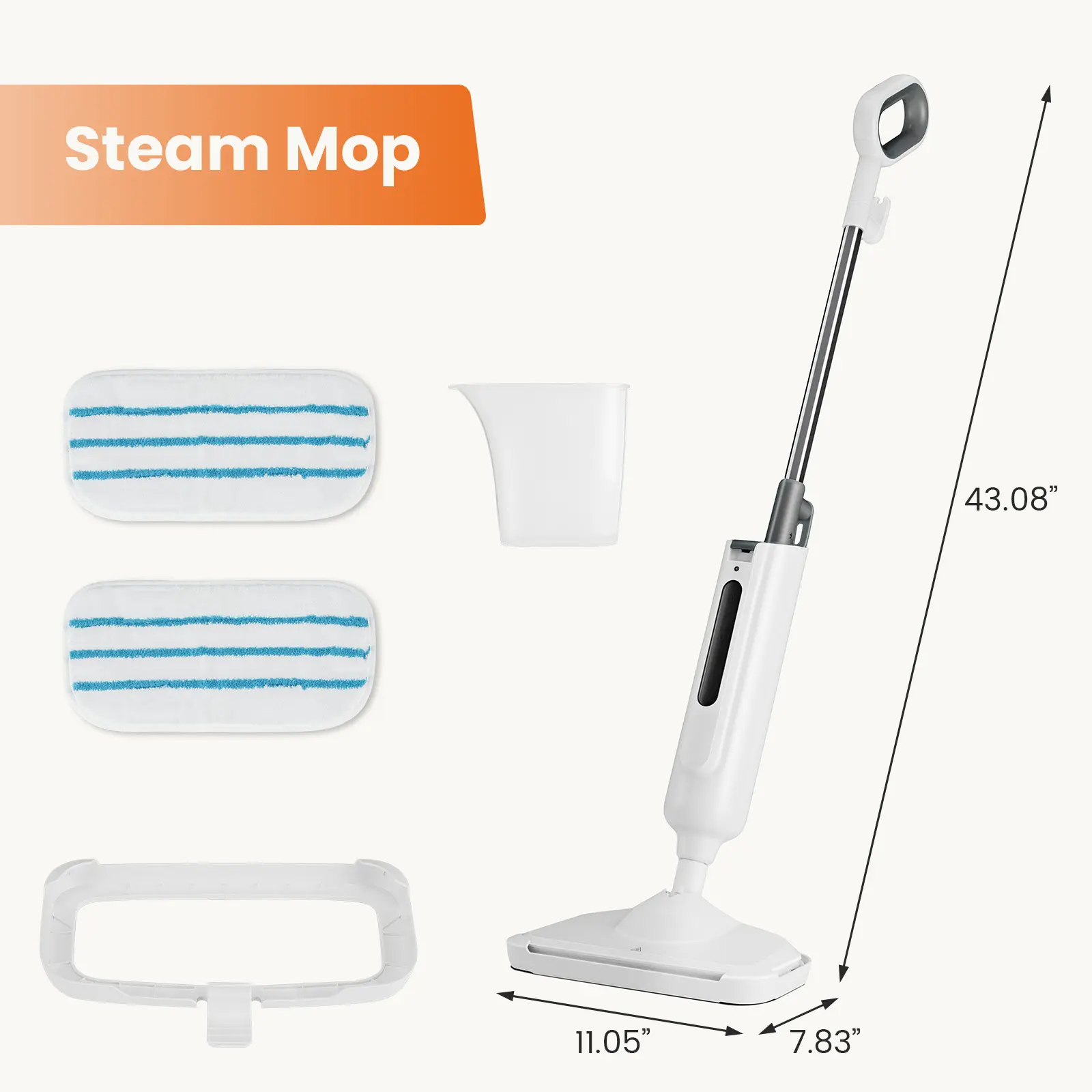 【NEW MODEL】Steam Mop for Floor Cleaning,Lightweight FloorCleaner for Hardwood/Tile/Laminate Floors Carpet,With 2 Pads - Mearch