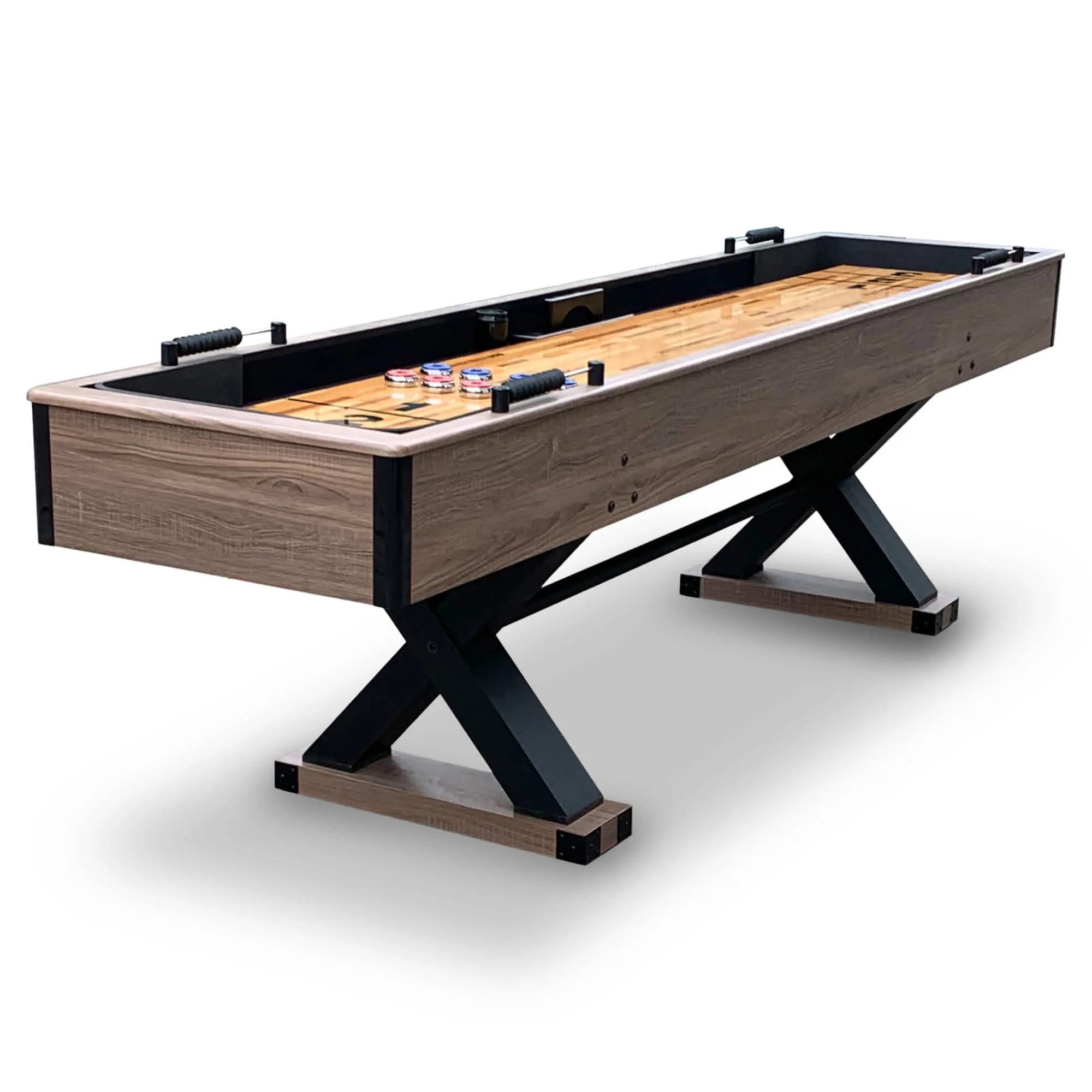 Excalibur 9-ft Shuffleboard Table - Driftwood Finish
