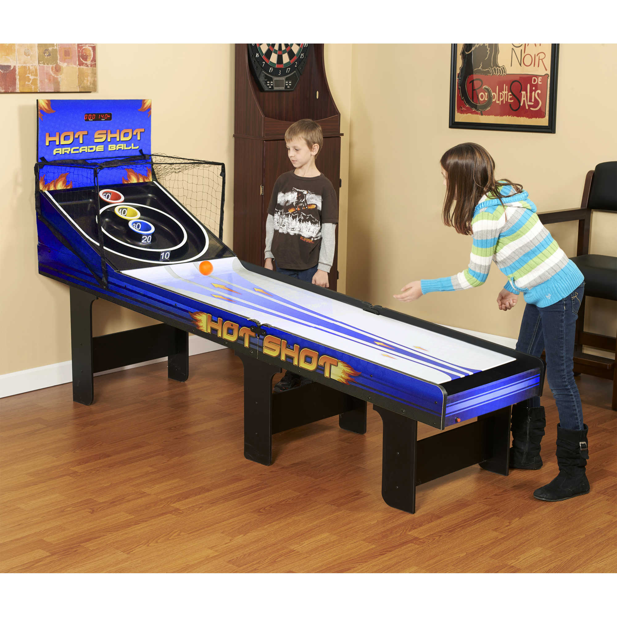 Hot Shot 8-ft Roll Hop and Score Arcade Game Table with LED Scoring