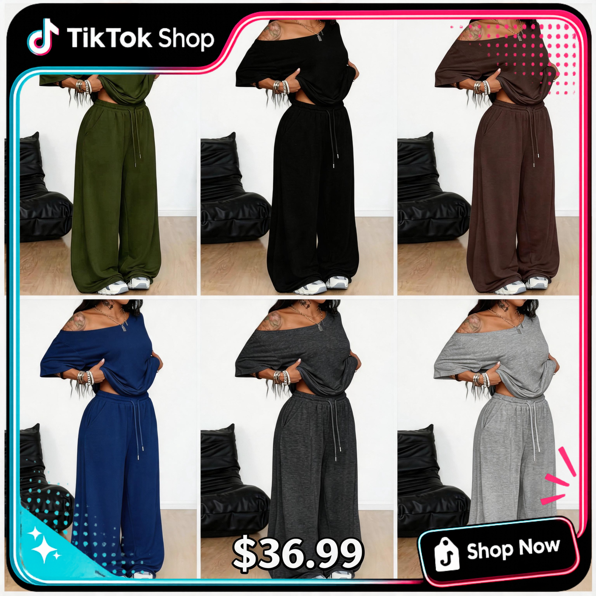 ⏳ On Sale Now 🔥 Off-Shoulder Matching Set – Relaxed & Stylish - Mearch