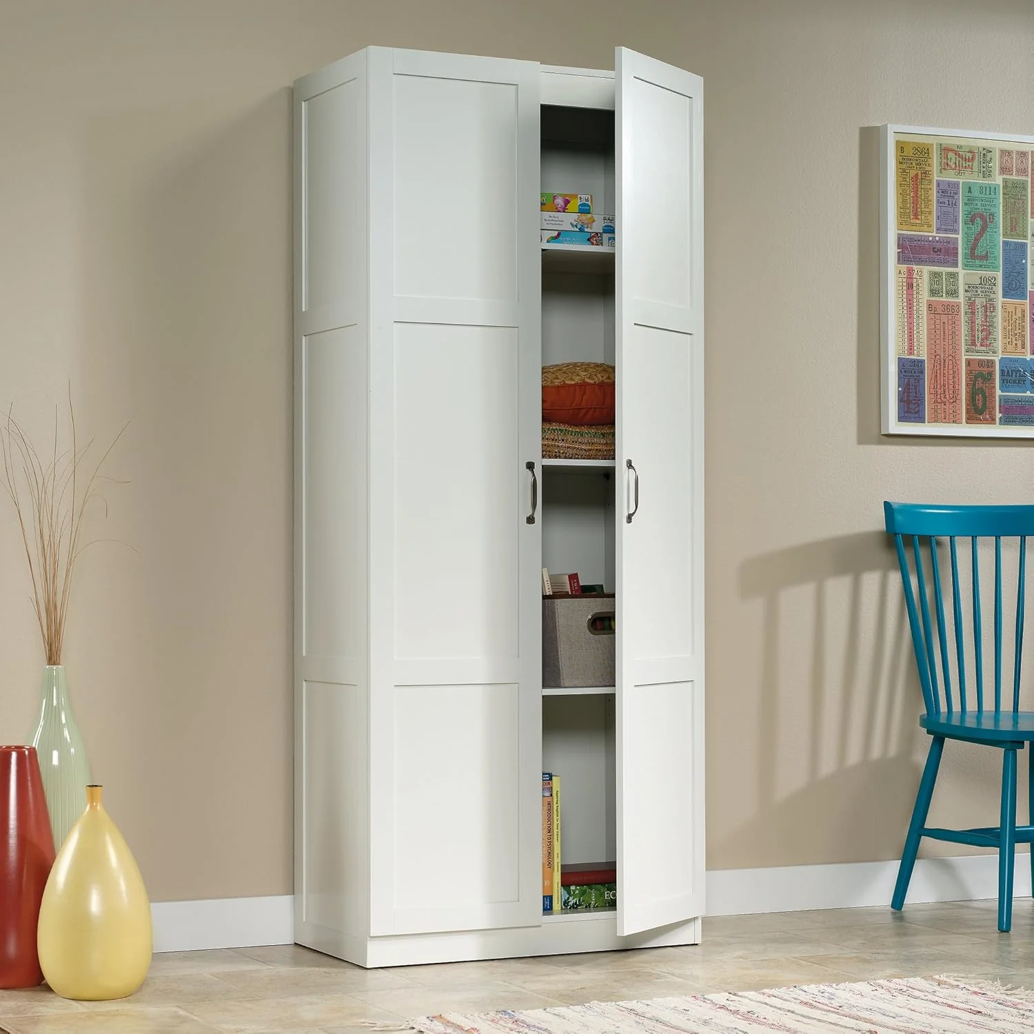 SAUDER Select Storage Cabinet - White Finish Pantry Cabinets - Mearch