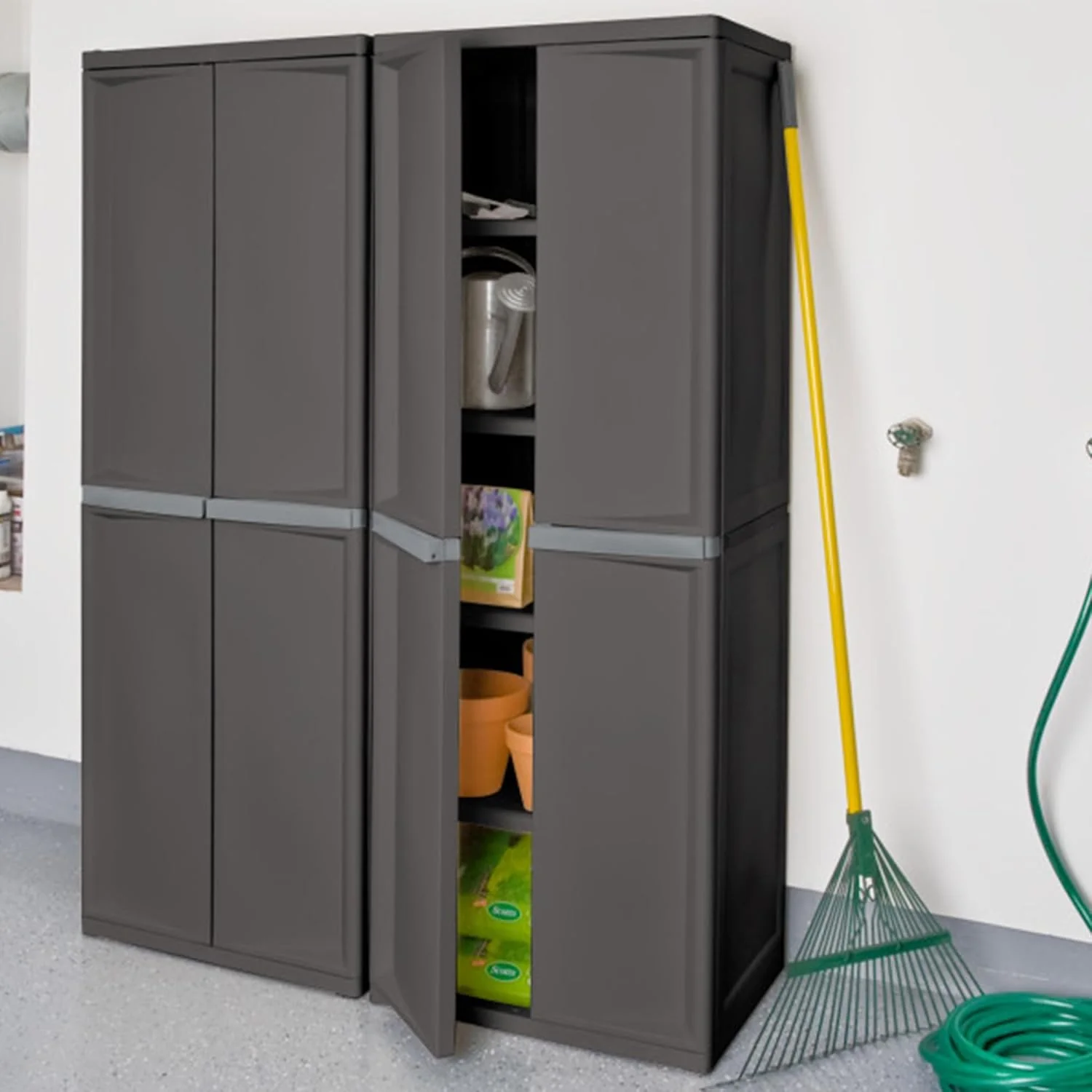 STERILITE Storage Cabinet - Rugged Plastic Garage Organizer - Mearch