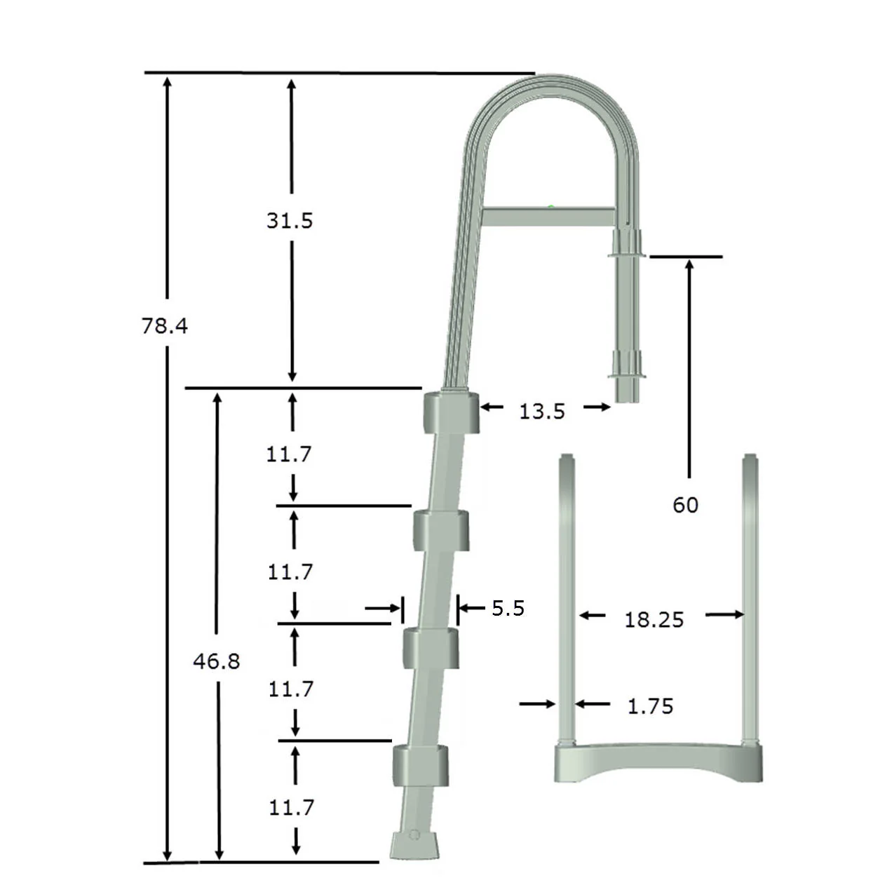 Snap-Lock Deck Ladder for Above-Ground Pools - Taupe