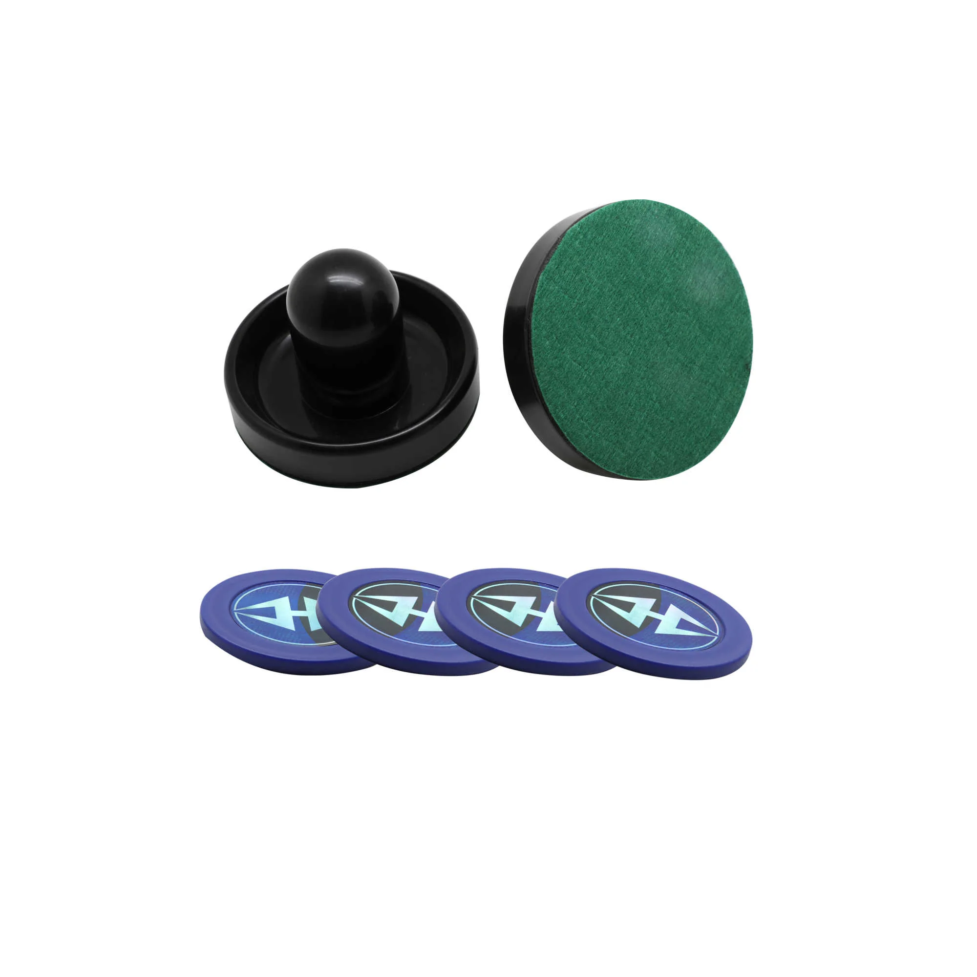 Air Hockey 3.75-in Strikers and 2.87-in Pucks - Black and Blue