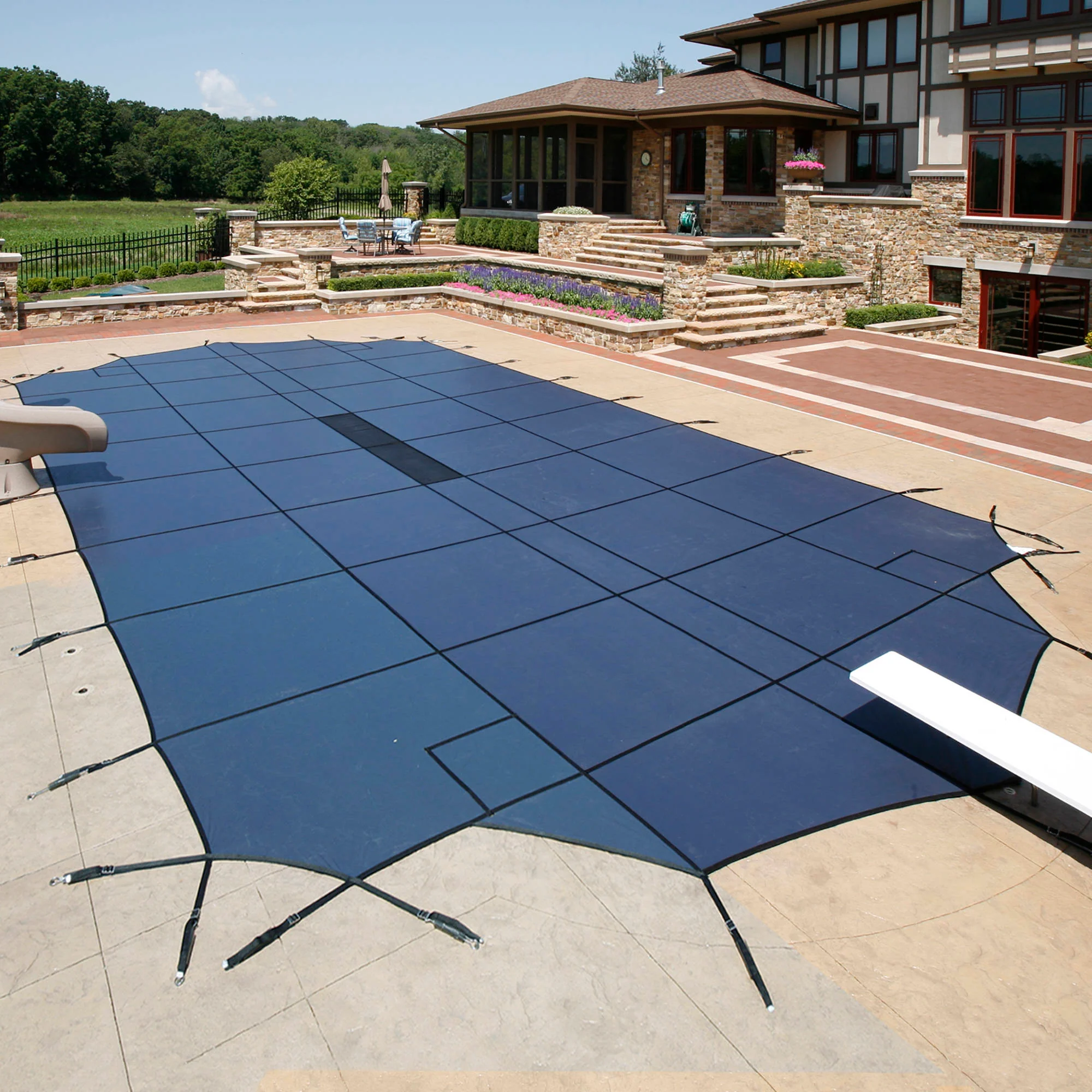 20-Year Ultra Light Solid In-Ground Pool Safety Cover with Step Section