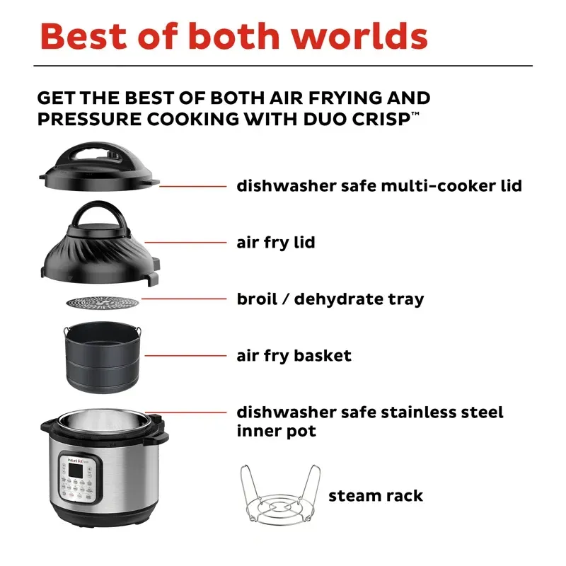 2025 Instant Pot Duo Crisp 11-in-1 Air Fryer & Pressure Cooker, 8-Qt, Stainless Steel