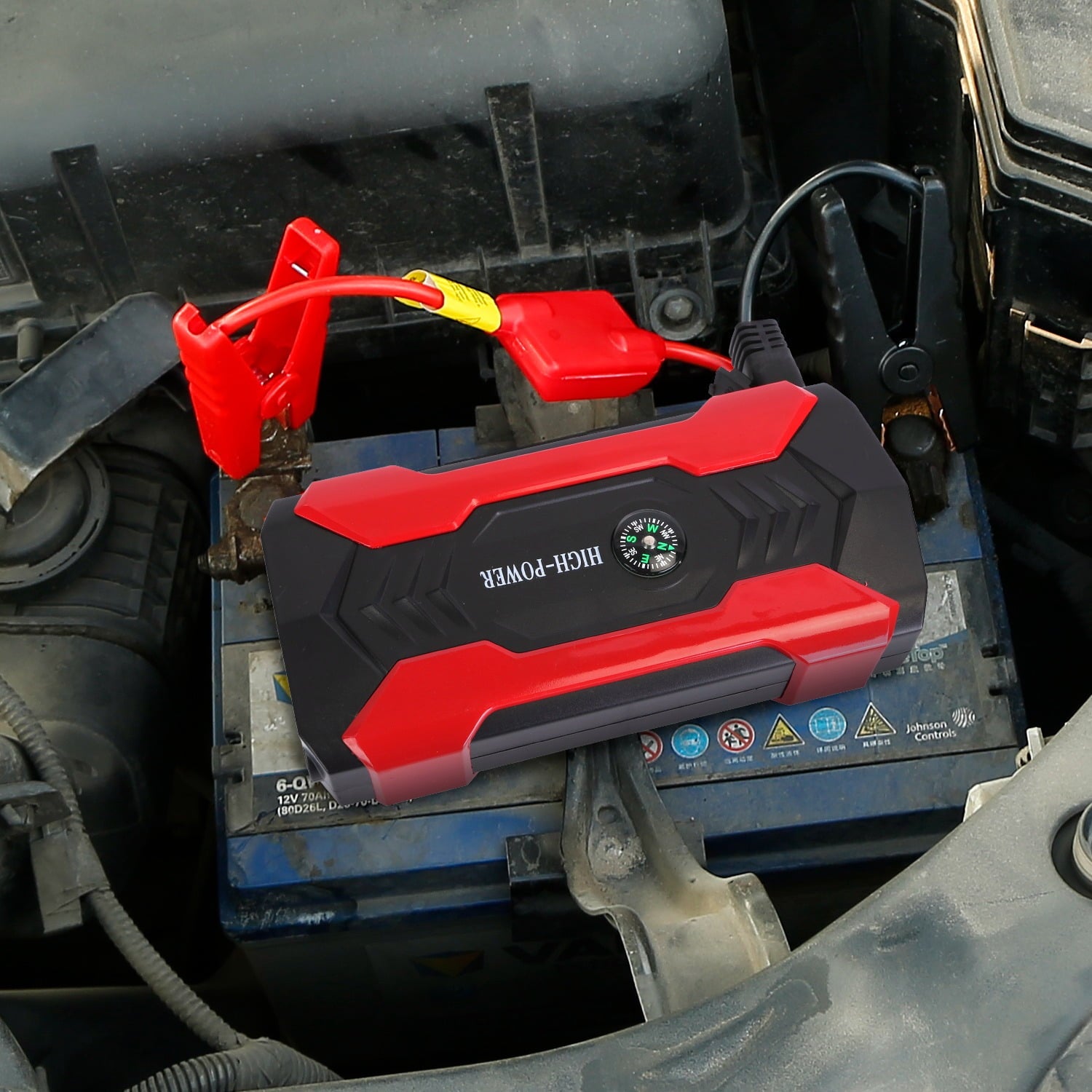 2025 20000mAh Car Battery Jump Starter 1000A Battery Charger with Safe Smart Clamps LED Flashlight