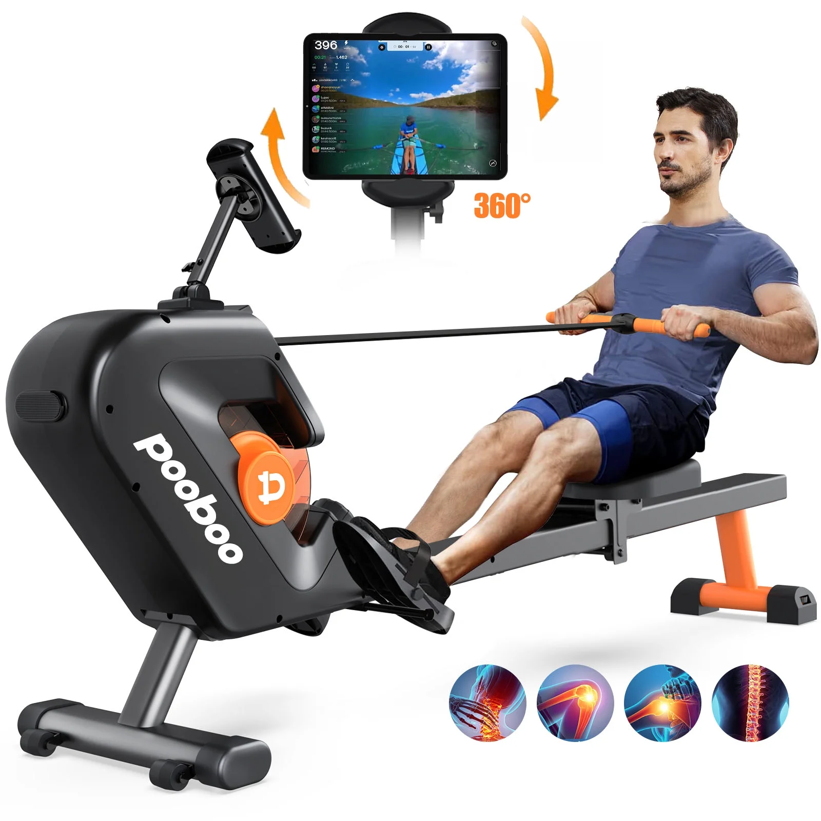 2025 Magnetic Rowing Machine, 8-Level Resistance, Foldable, Ergonomic Design, Supports 350 lbs, Home Exercise Equipment