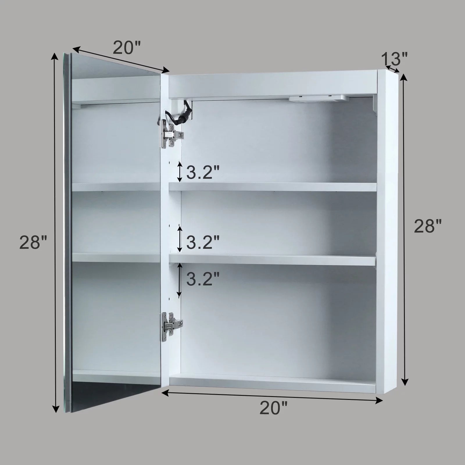 2025 LED Bathroom Wall Cabinet with Single Door and Mirror, White Finish – Storage, Illumination, Space-saving – Ideal for Small Bathrooms