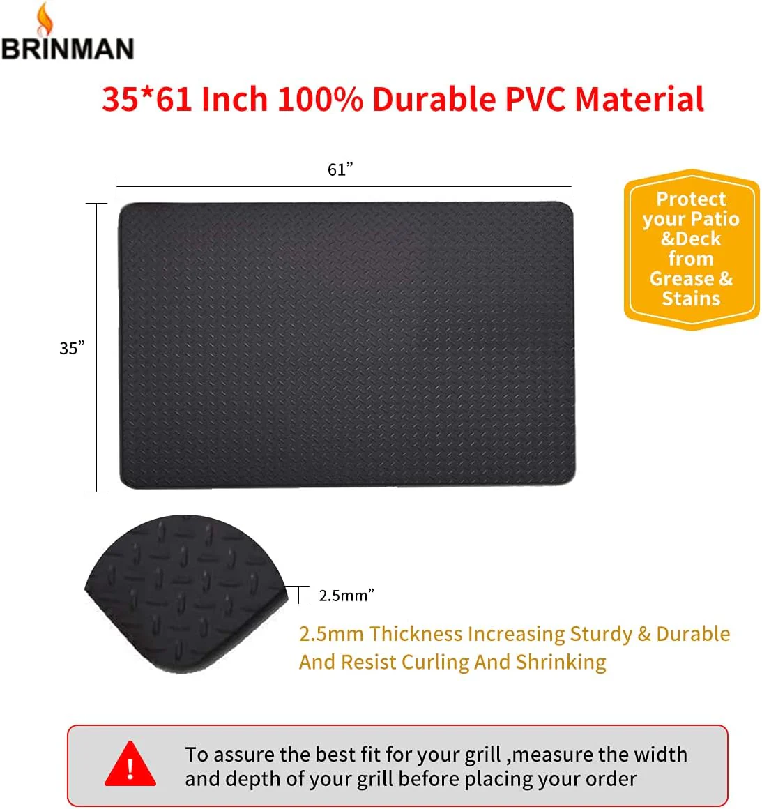 2025 Fire Resistant Rug for Fireplace, Hearth Pad for Wood Stove, Durable 36 x 61 Inch PVC Flame Retardant Mat