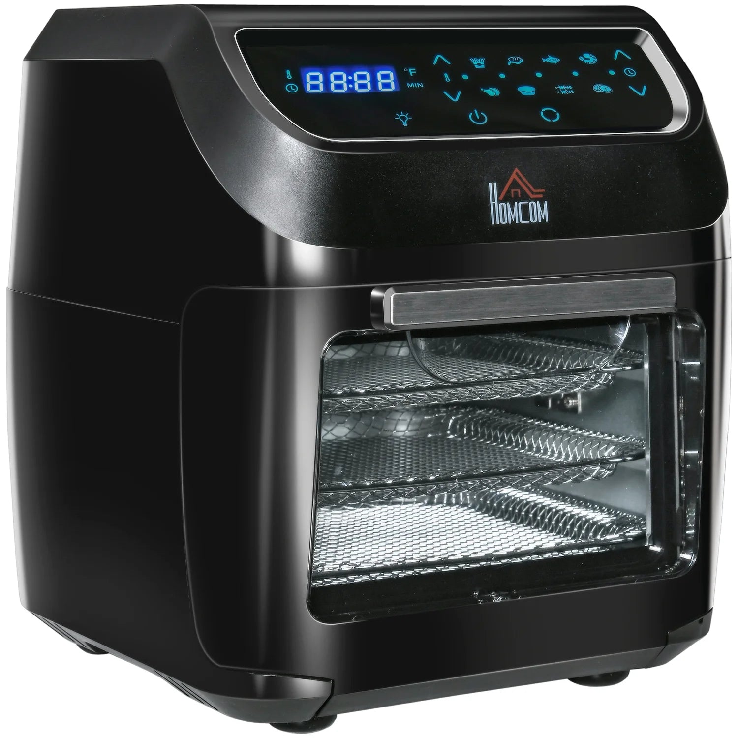 2025 12 QT Air Fry Oven 8 In 1 Countertop Oven Combo with Air Fry Roast Broil Bake and Dehydrate 1700W with Accessories and LED Display Black