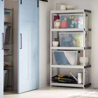 2025 5-Tier Plastic Shelving Unit, 72′′x36′′x24′′, 200 lbs Capacity, Gray
