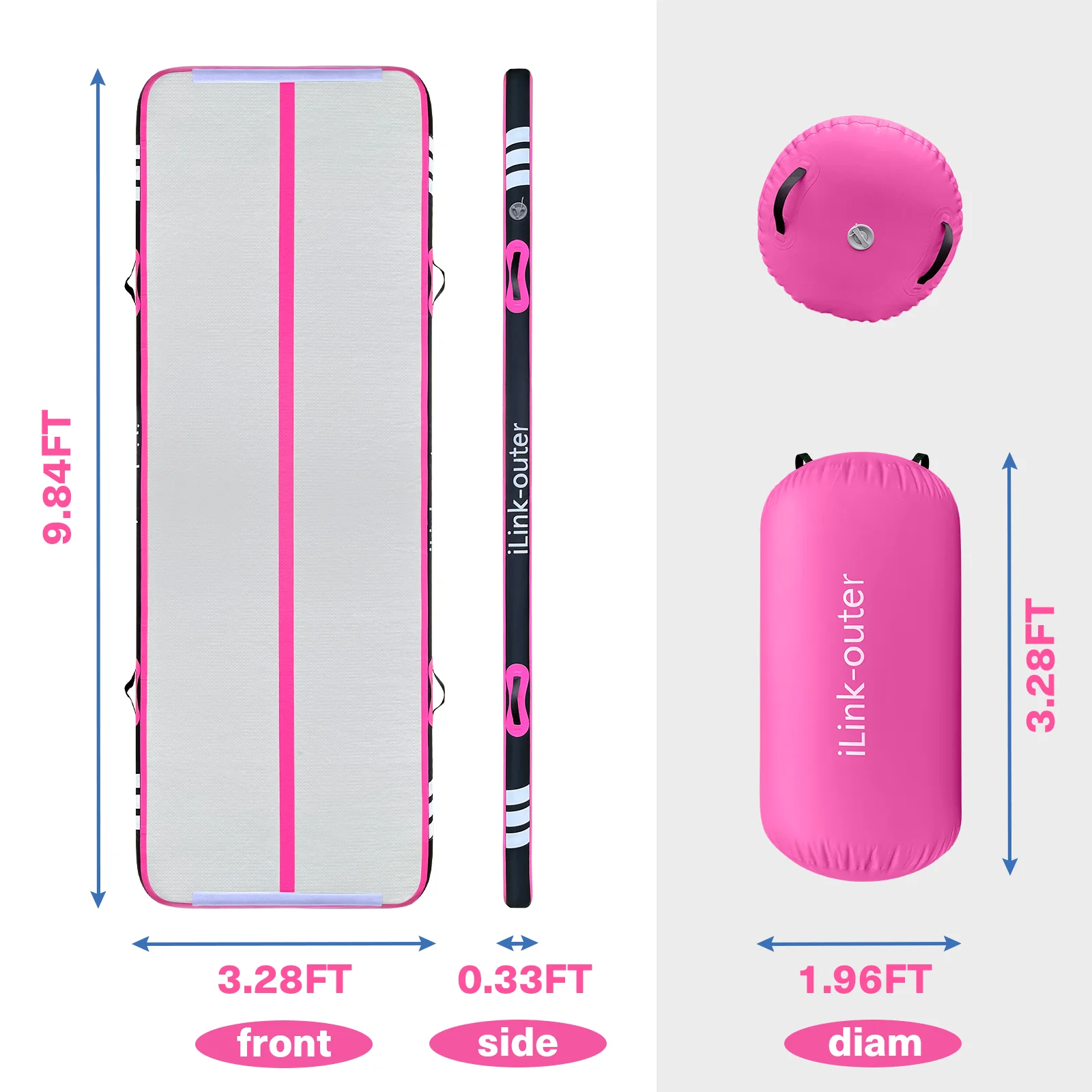 2025 Air Track 10FT Inflatable Gymnastics Mats with Roller Training Mat 4inches With Electric Pump For Home/gym/outdoor