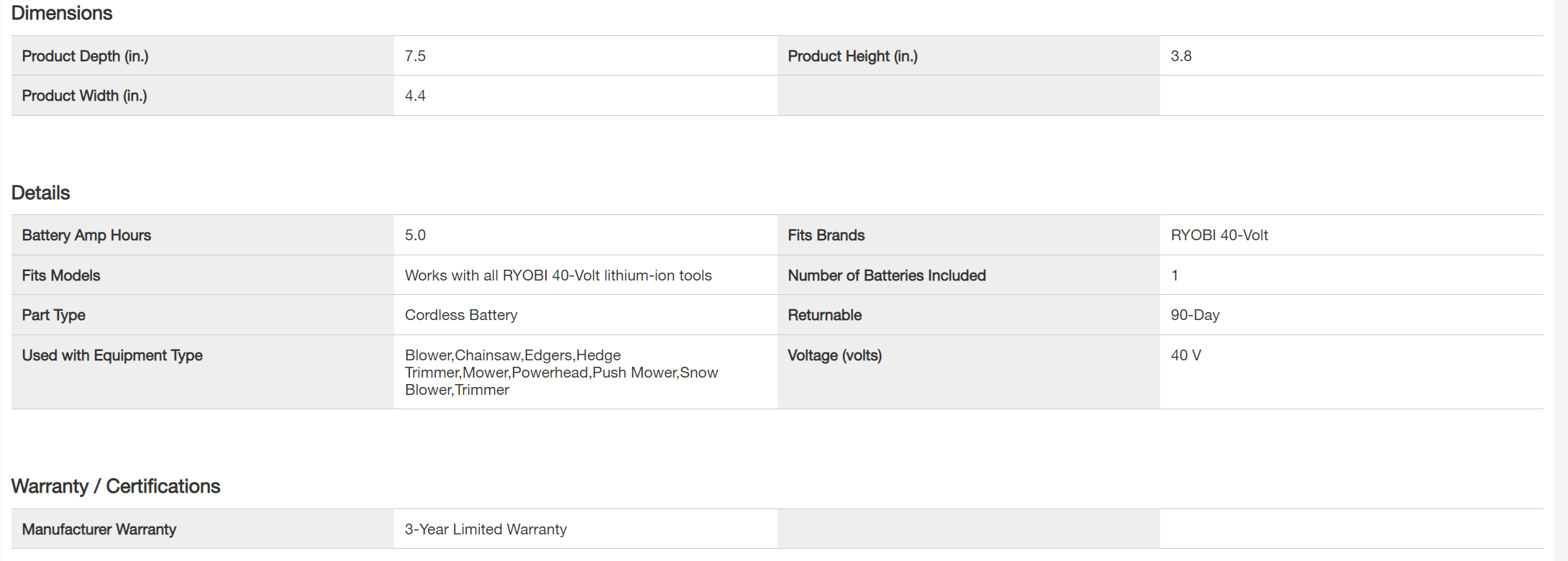 2025 OP4050A 40V Lithium-Ion 5.0 Ah Battery