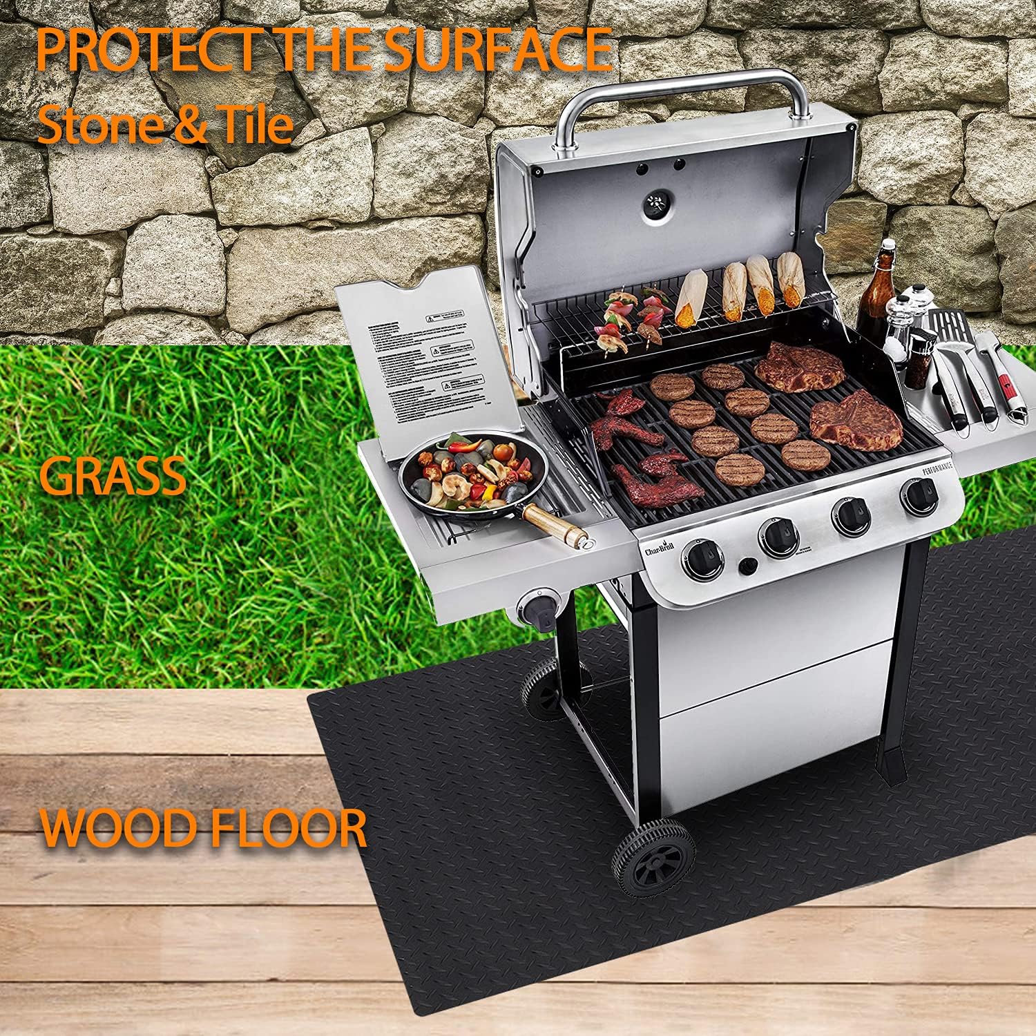 2025 Fire Resistant Rug for Fireplace, Hearth Pad for Wood Stove, Durable 36 x 61 Inch PVC Flame Retardant Mat