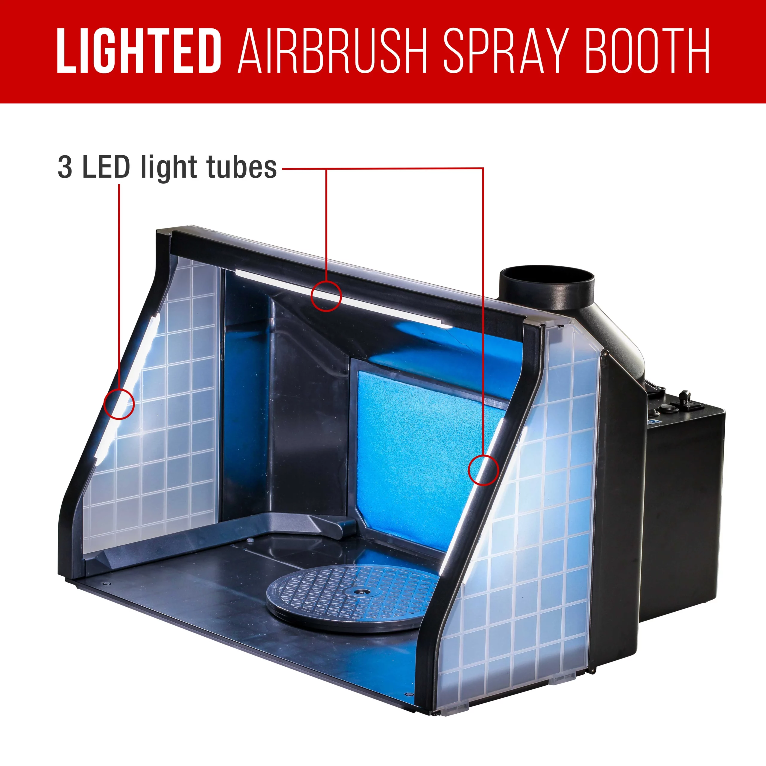 2025 Airbrush Portable Dual Fan Spray Booth Kit with LED Lights & 5.6 Ft Exhaust Hose