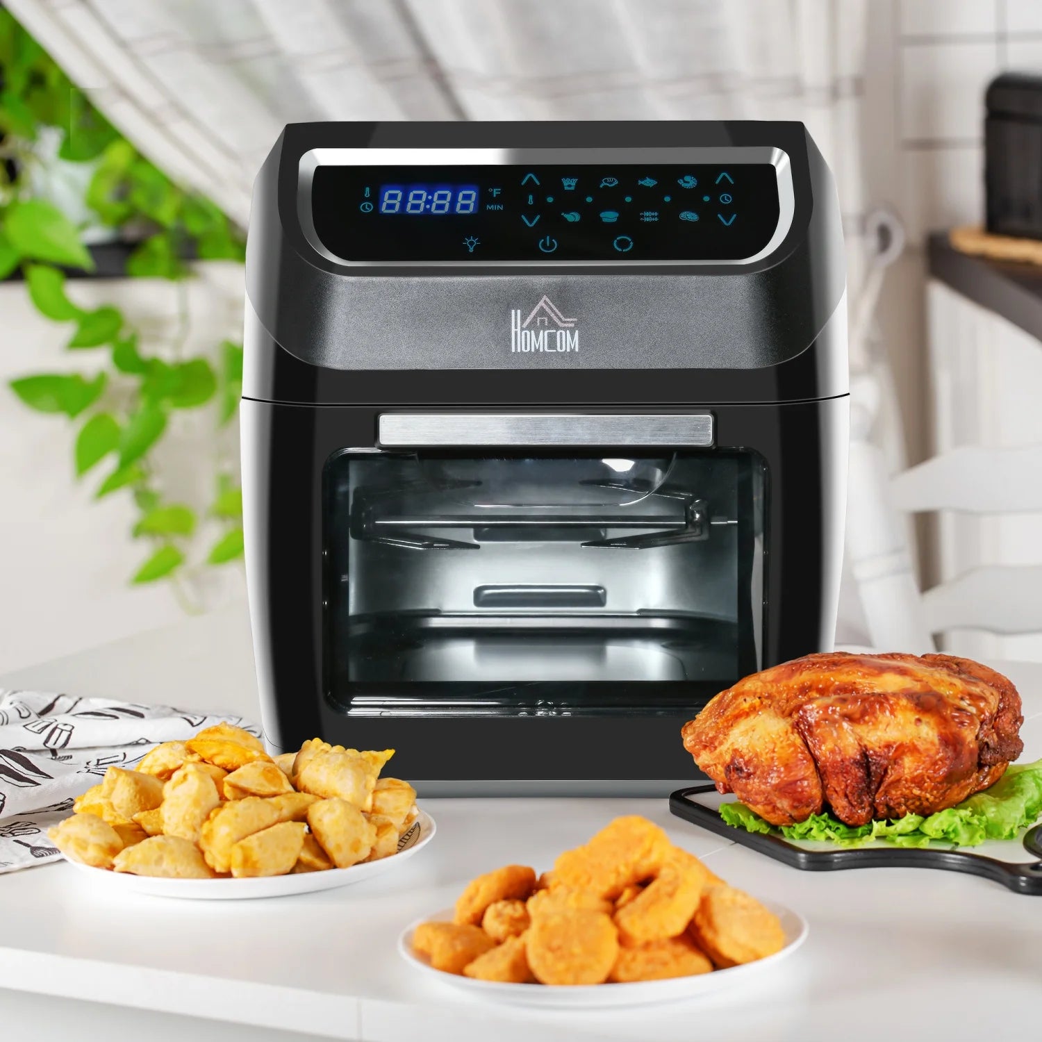 2025 12 QT Air Fry Oven 8 In 1 Countertop Oven Combo with Air Fry Roast Broil Bake and Dehydrate 1700W with Accessories and LED Display Black