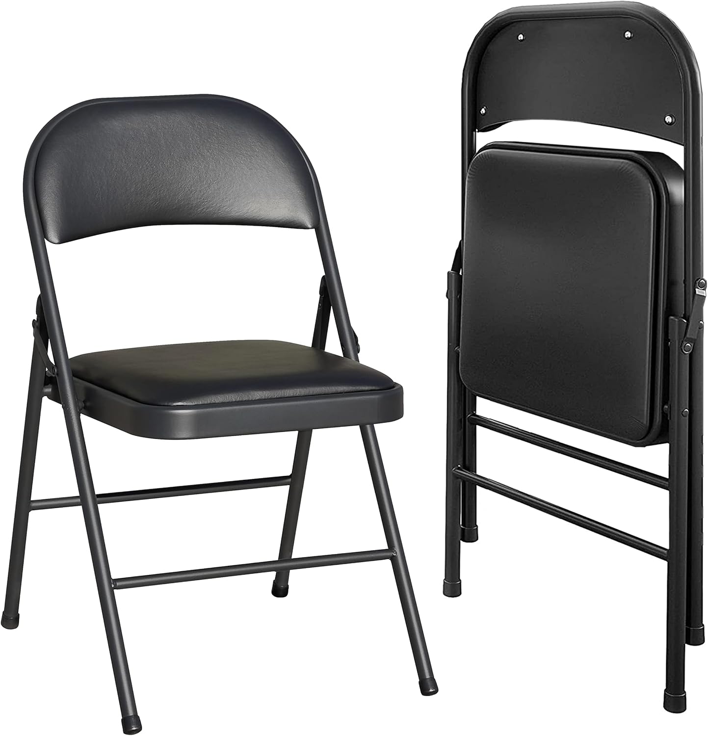 2025 Chairs 2 Pack Vinyl Padded Seat Easy Storage-Stackable Morden Commercial Seat with Powder-Coated Metal Frame Heavy Duty Foldable Chairs for Indoor Office