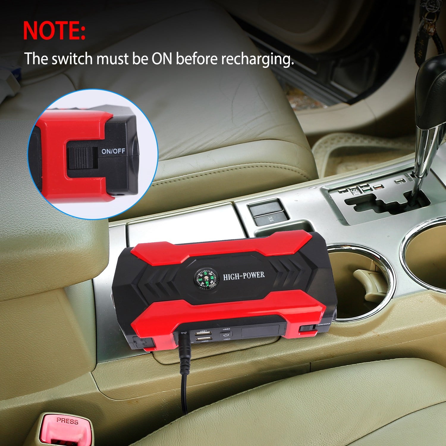 2025 20000mAh Car Battery Jump Starter 1000A Battery Charger with Safe Smart Clamps LED Flashlight