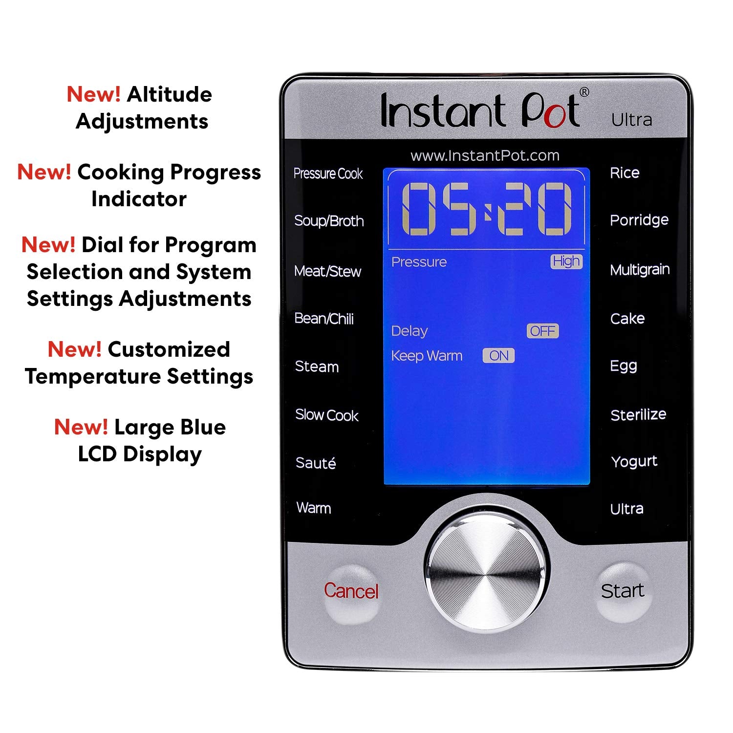 2025 Pot Ultra Mini 3-Quart Programmable Cooker, Stainless Steel, 16-in-1, Silver, Touch Control, UL Certified