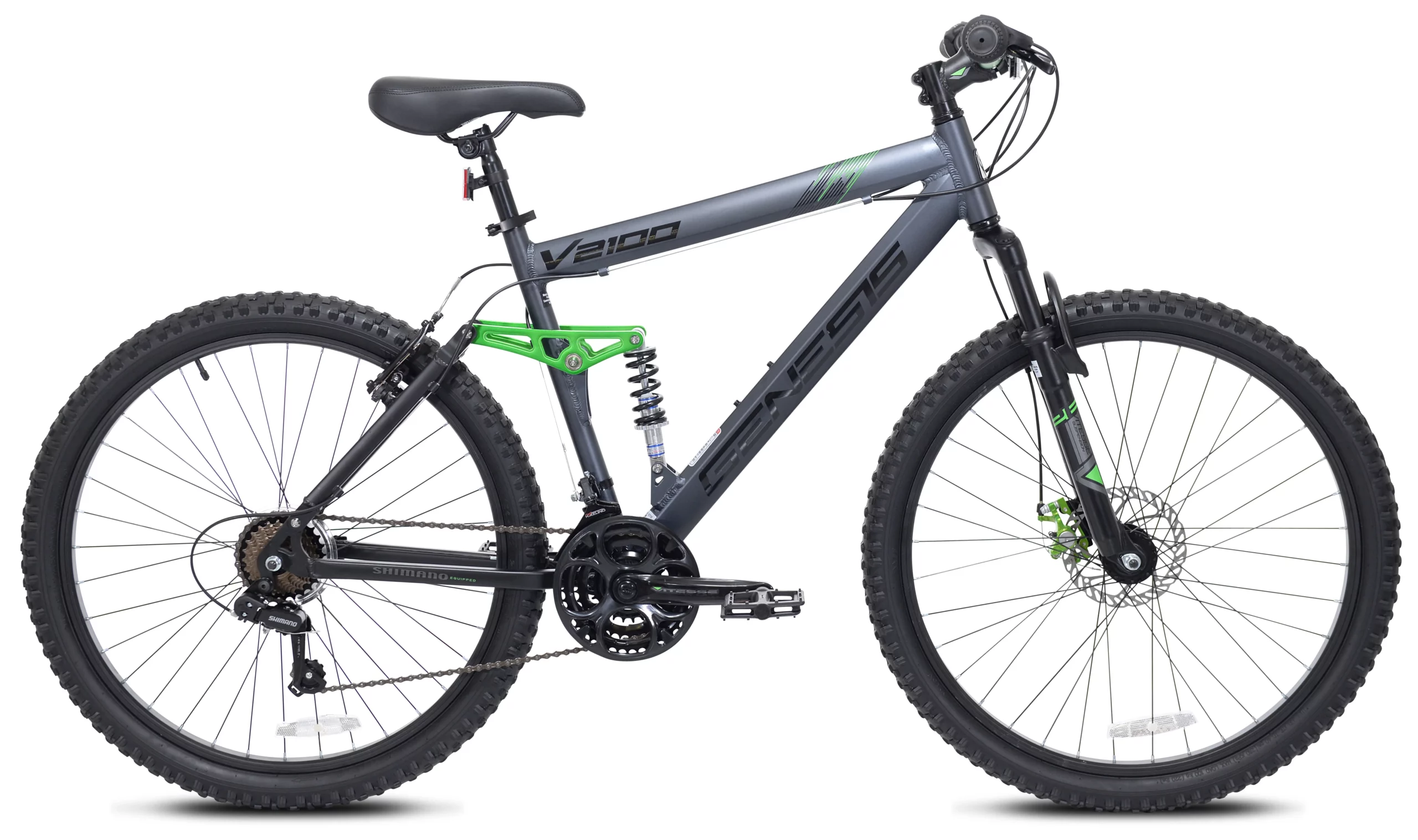 2025 Men’s 26′′ Full Suspension Mountain Bike, 21-Speed, Aluminum Frame, Slate Gray