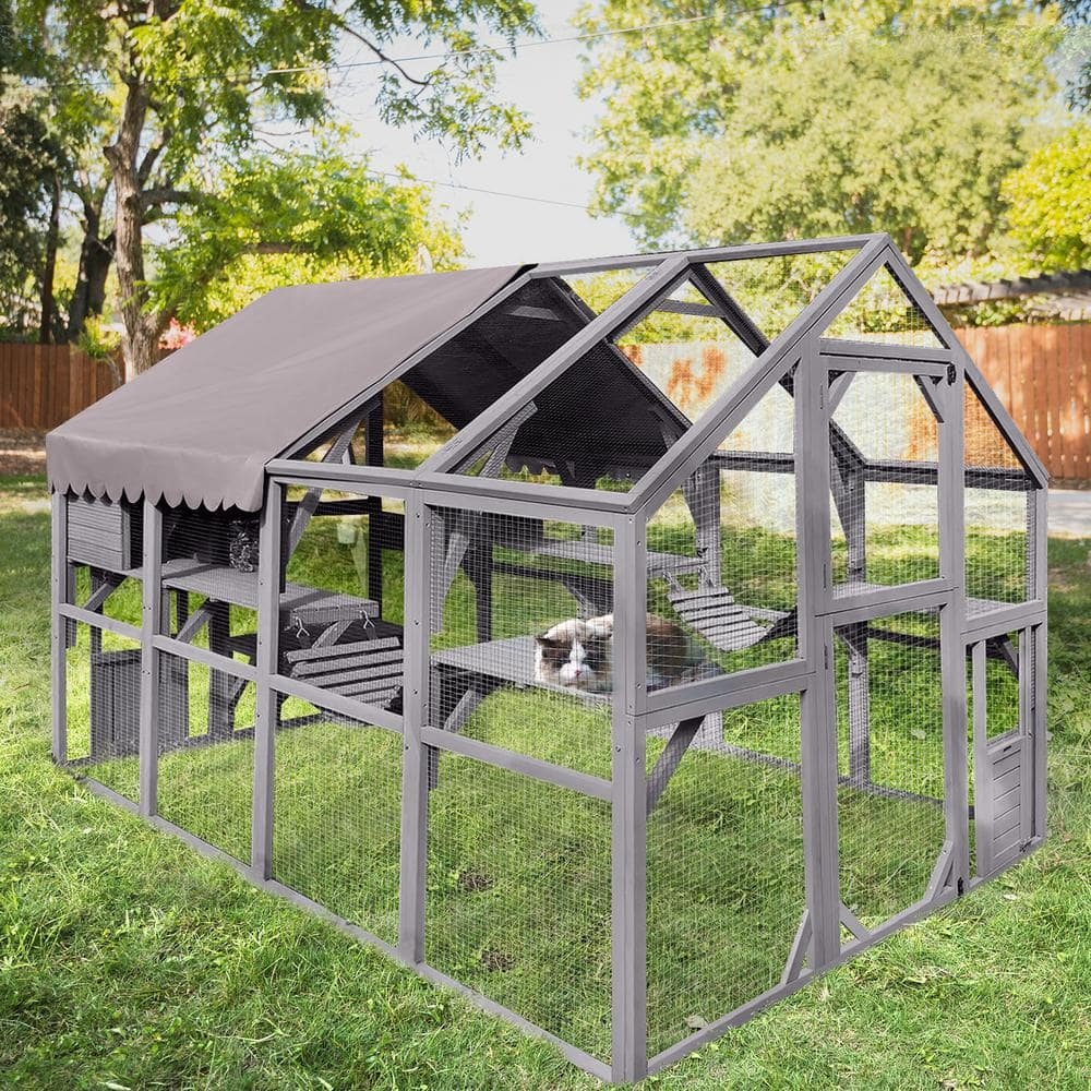 2025 Luxury Outdoor Cat House: Spacious 56.54ft2 Enclosure with Platforms & Weatherproof Cover