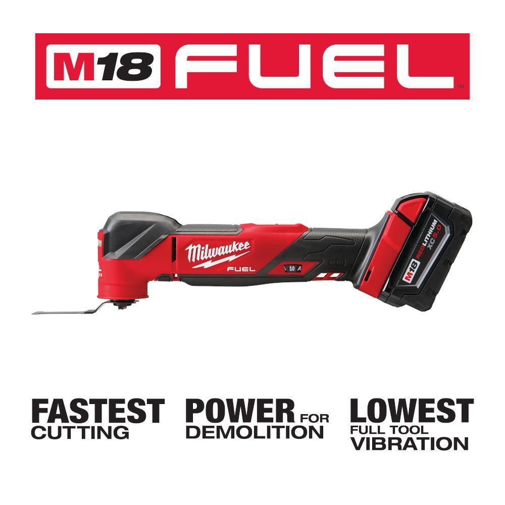 2025 2836-21 M18 FUEL 18V Lithium-Ion Cordless Brushless Oscillating Multi-Tool Kit with one 5.0 Ah Battery, Charger and Tool Bag