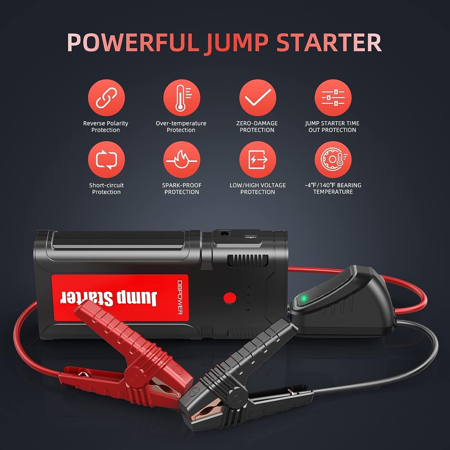 2025 Car Jump Starter – 2500A Peak, 21800mAh Battery, Quick Charge, 12V Portable Booster for 8.0L Gas/6.5L Diesel Engines,Black Red