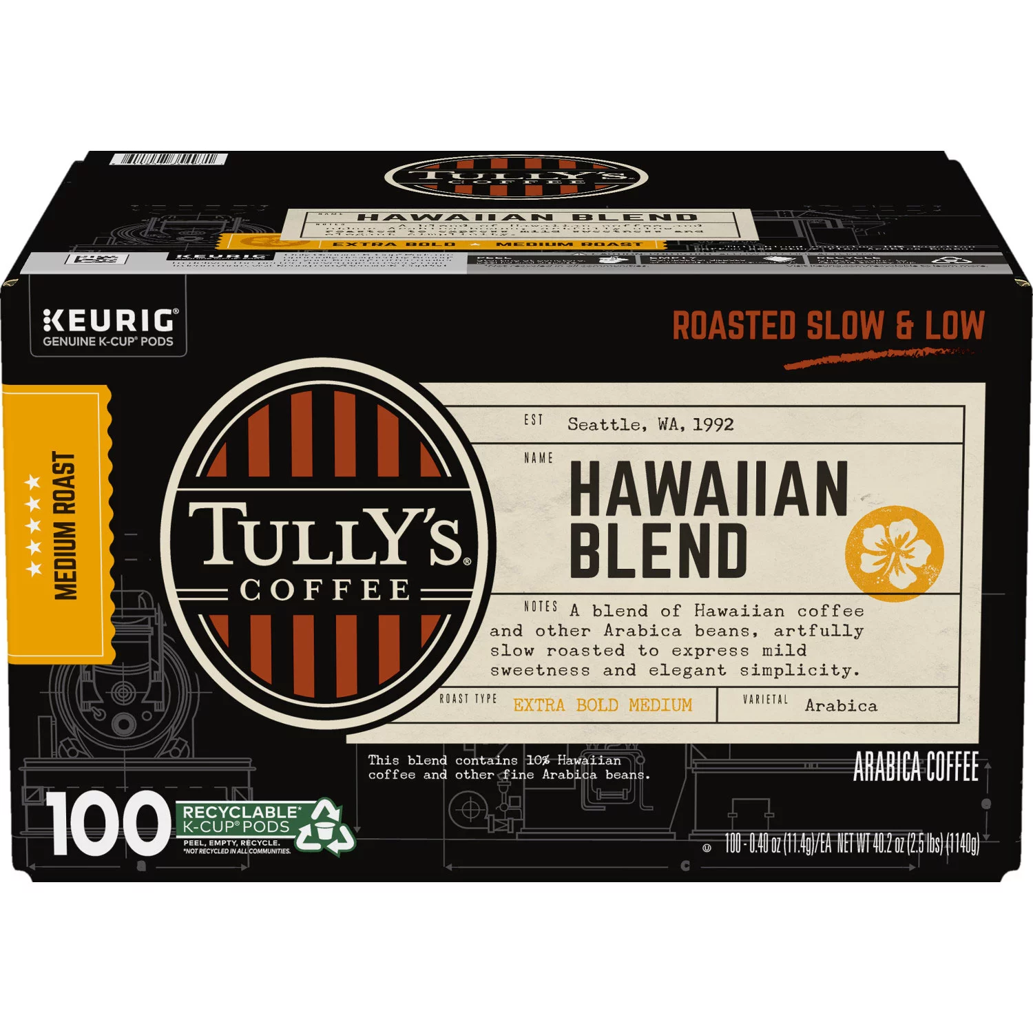 2025 Coffee Hawaiian Blend K-Cup for Keurig Brewers (Pack of 100)