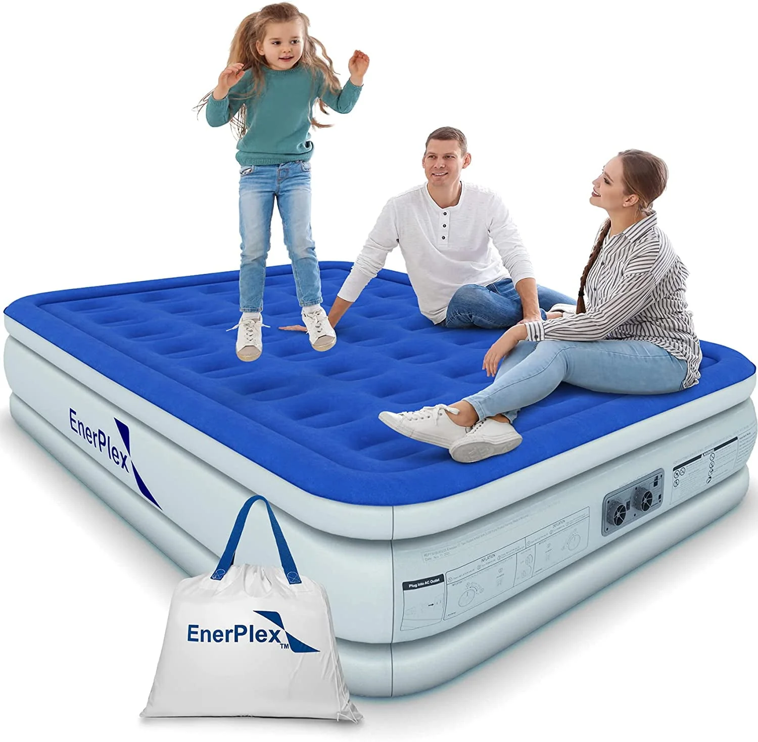 2025 Air Mattress with Built-in Pump - Double Height Inflatable Mattress for Camping, Home & Portable Travel - Queen, 13 Inch flarmor
