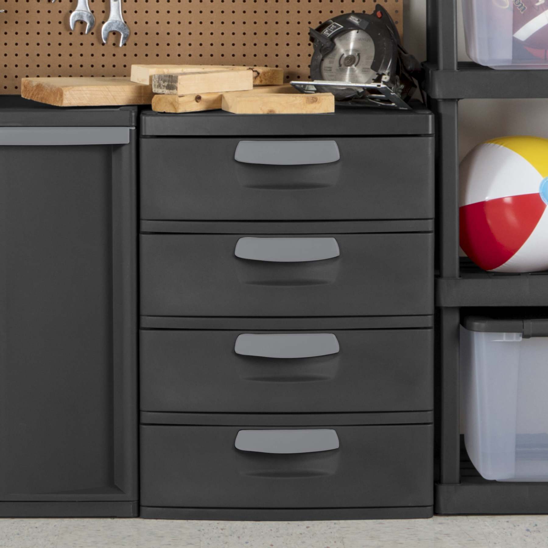 2025 4 Drawer Plastic Storage Unit, Flat Gray, Heavy-Duty, BPA-Free