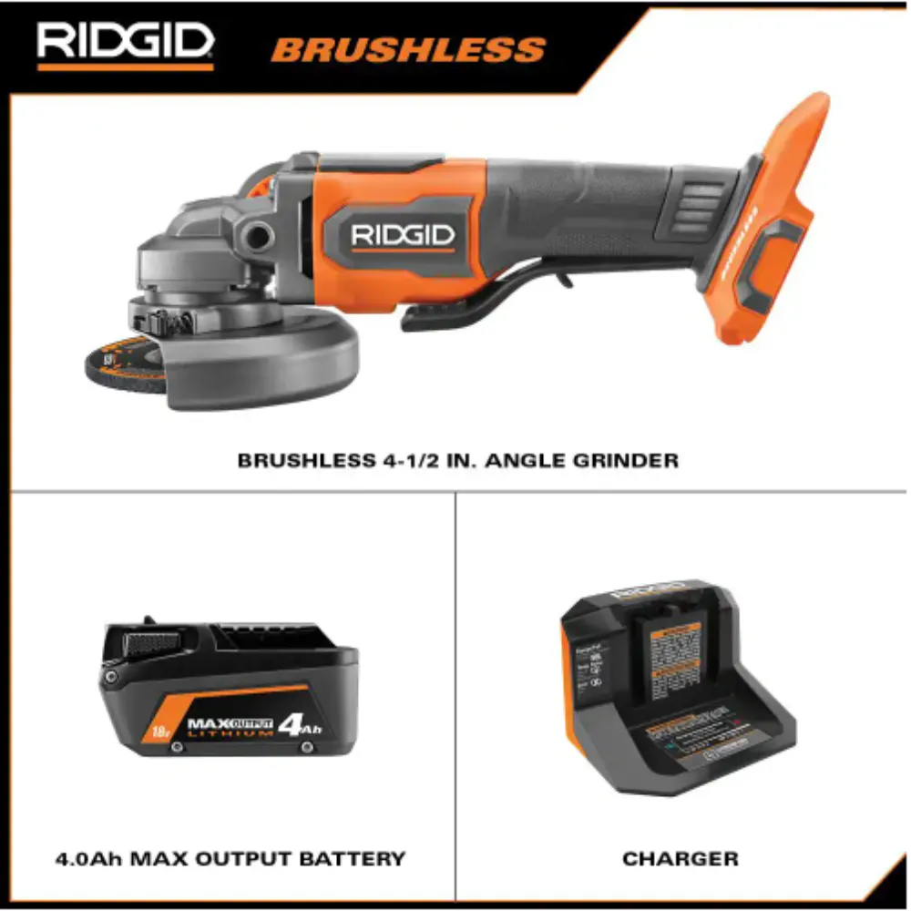 2025 8V Brushless Cordless 4-1/2 in. Angle Grinder Kit with 4.0 Ah Battery and Charger