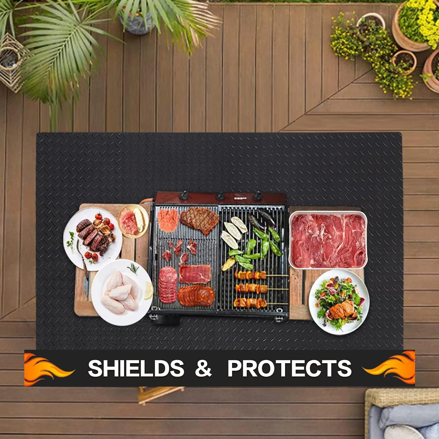 2025 Fire Resistant Rug for Fireplace, Hearth Pad for Wood Stove, Durable 36 x 61 Inch PVC Flame Retardant Mat