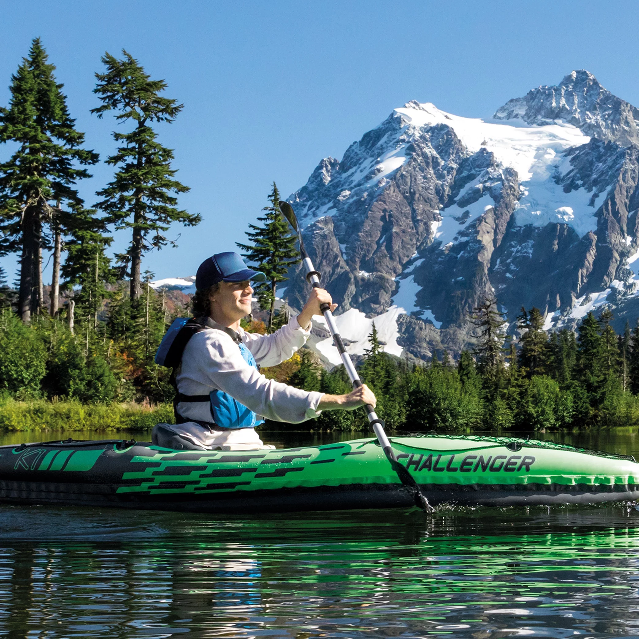 2025 Challenger K1 Inflatable Kayak with Oar, Hand Pump, Durable Vinyl, and Adjustable Seat