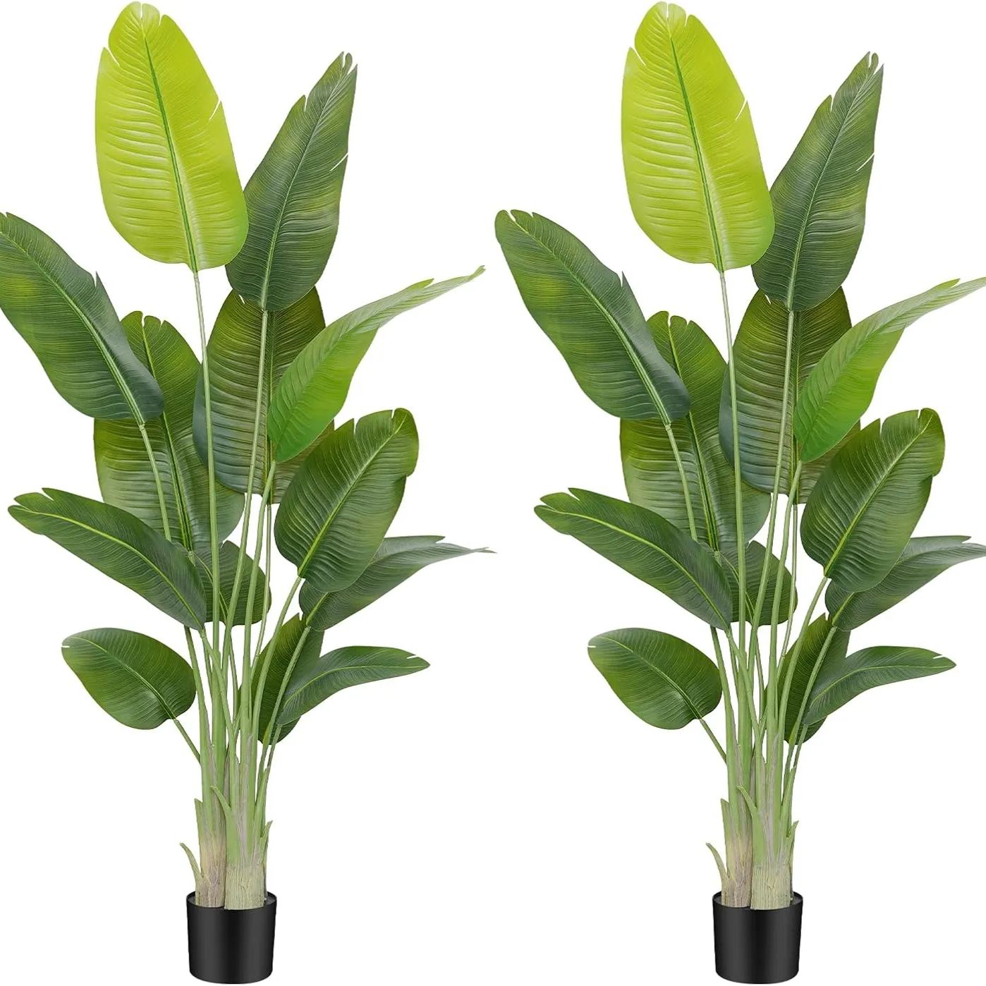 2025 Bird of Paradise Artificial Plant 6ft Faux Banana Leaf Tree Set of 2