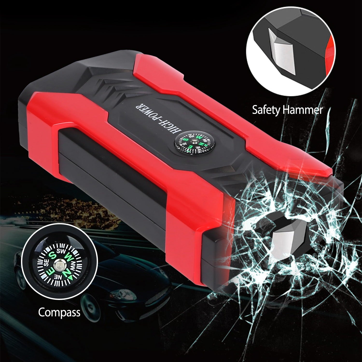 2025 20000mAh Car Battery Jump Starter 1000A Battery Charger with Safe Smart Clamps LED Flashlight