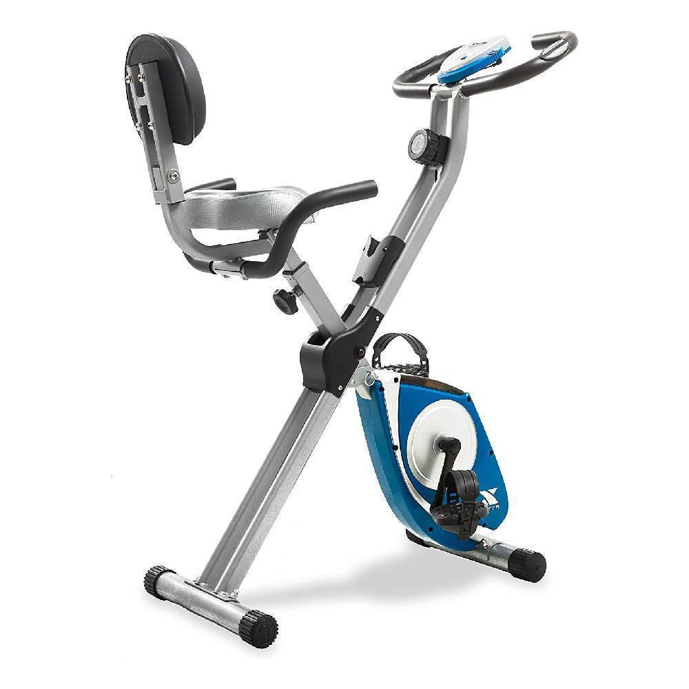 2025 XTERRA Fitness FB350 Folding Exercise Bike, Silver – Compact Design, LCD Display, 8 Resistance Levels, Padded Seat & Back Support