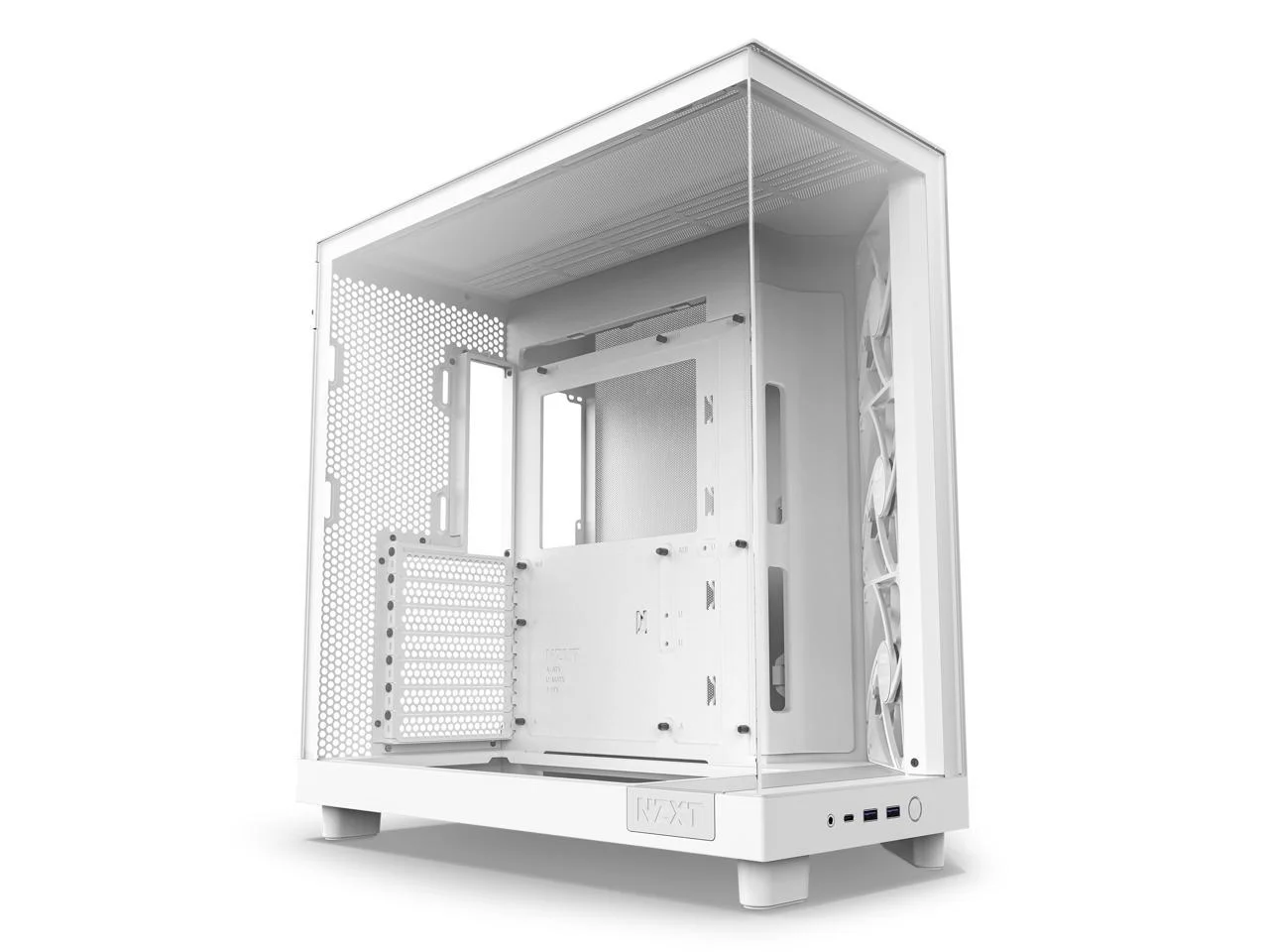 2025 H6 FLOW White Compact Mid-Tower Case, Dual-Chamber Design, Optimized Airflow, Tempered Glass