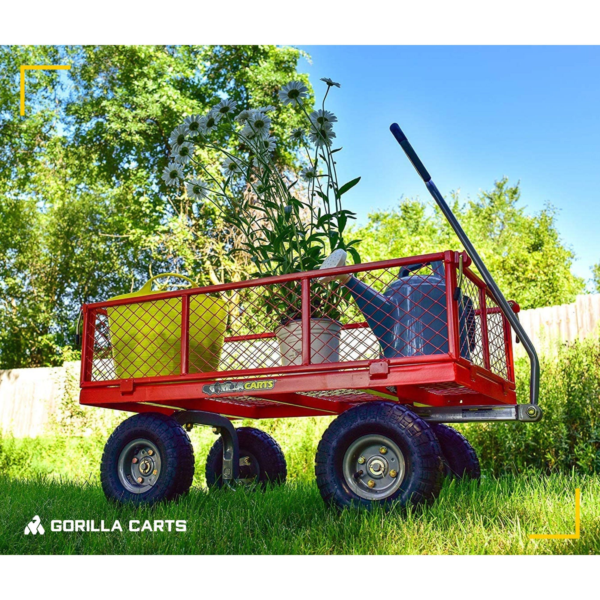 2025 800 Pound Capacity Heavy Duty Steel Mesh Utility Wagon Cart, Red