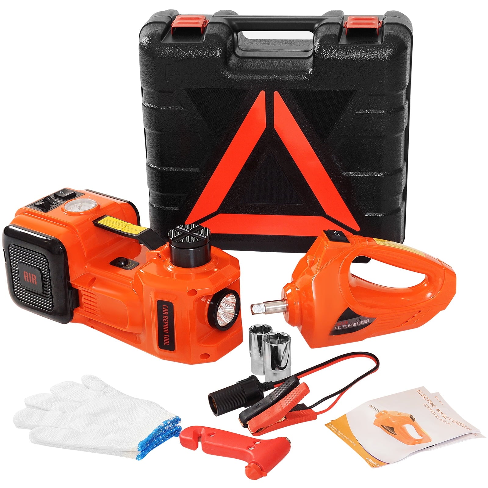 2025 Electric Car Jack 5T 11023lb 12V DC Auto Jack Kit with Impact Wrench and LED Flashlight All in One for SUV MPV Repairing Portable Tool Case